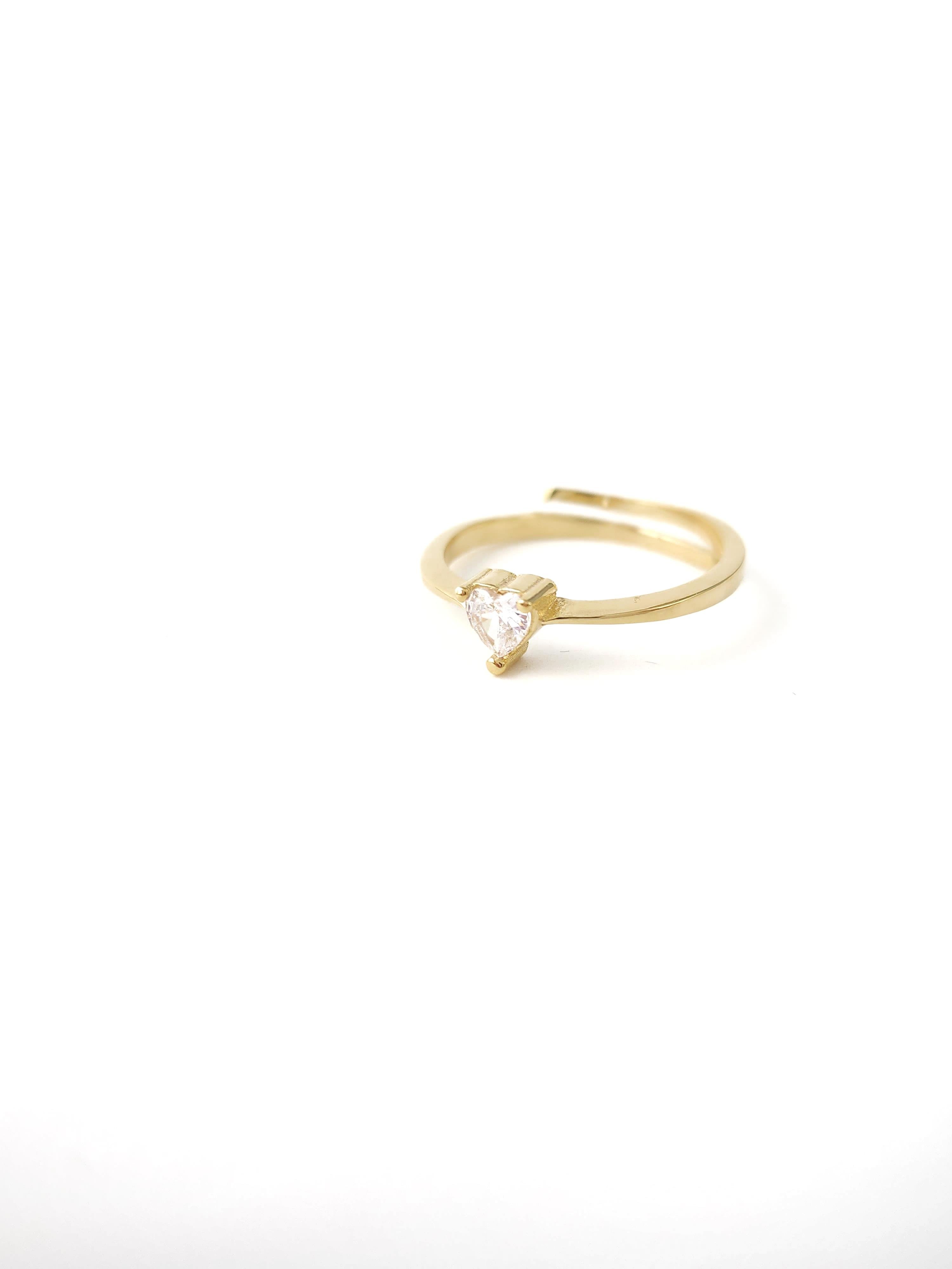 Doğal Taş Minimal Kalp yüzük