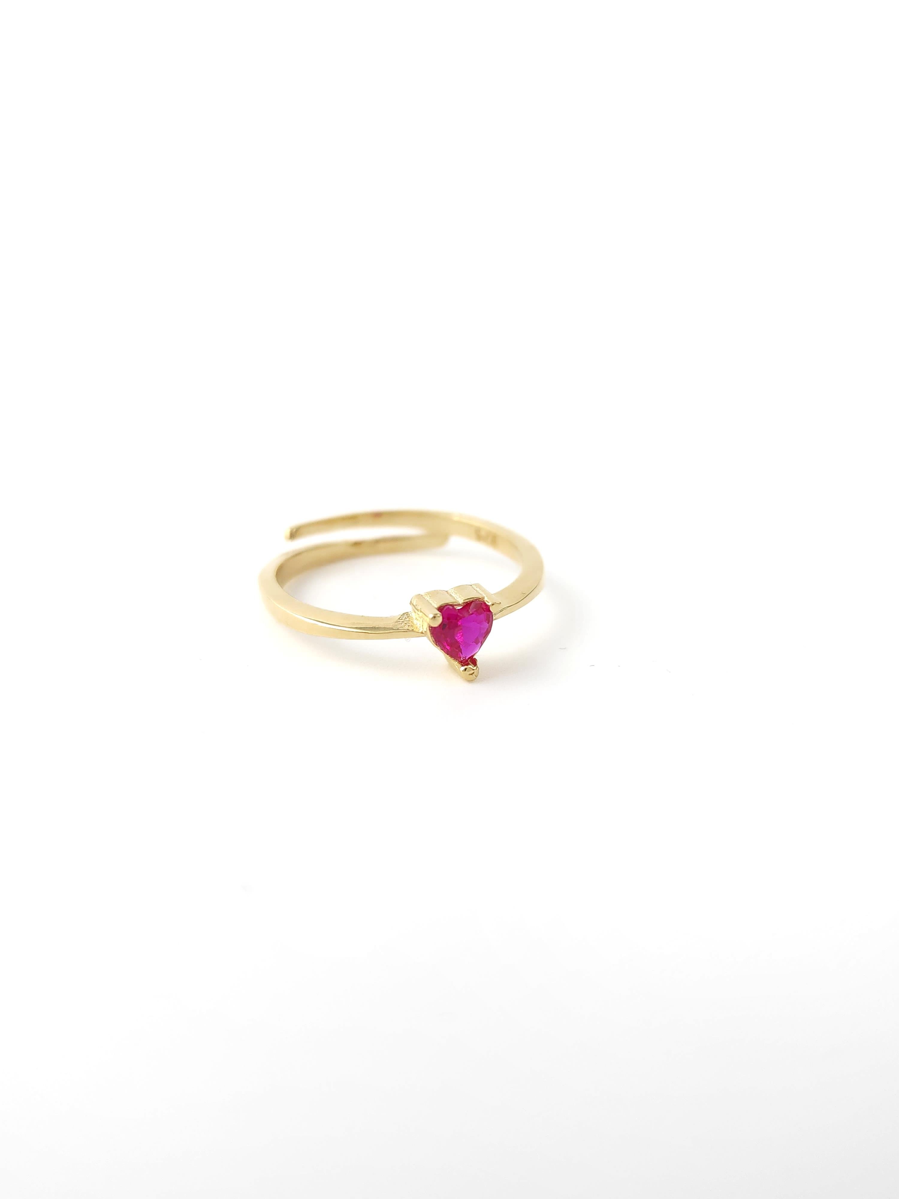 Doğal Taş Minimal Kalp Yüzük