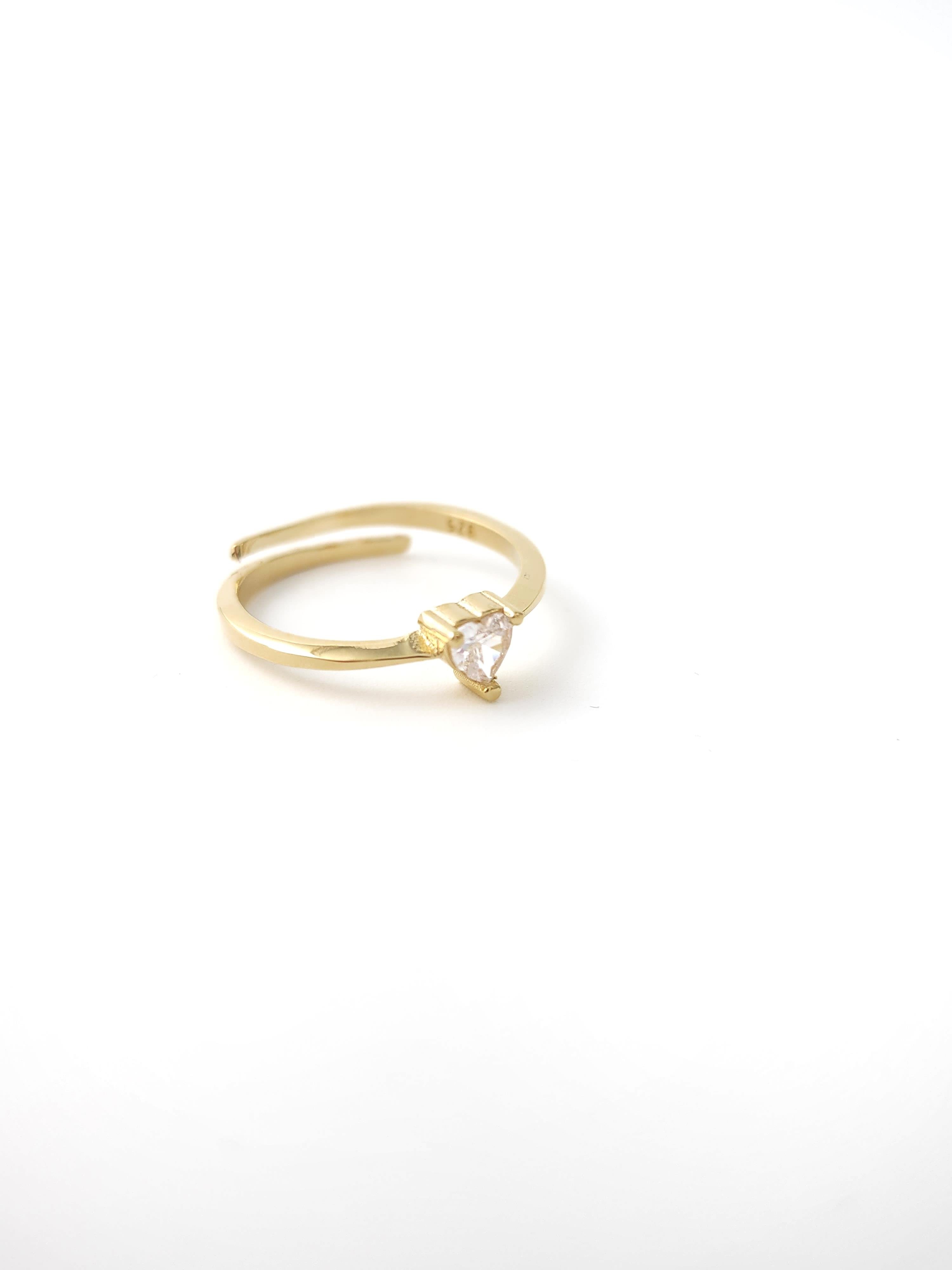 Doğal Taş Minimal Kalp yüzük