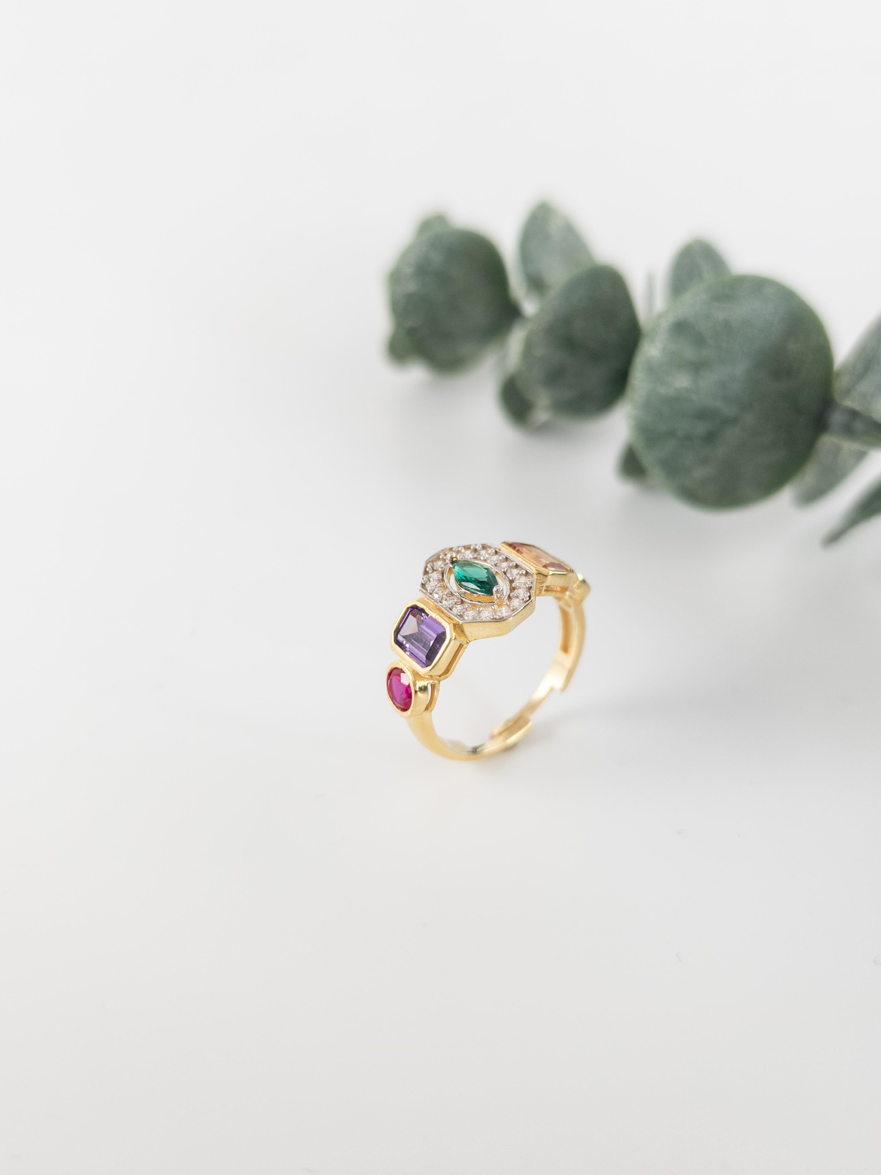 Doğal Taş ( Mix ) Tasarım Yüzük