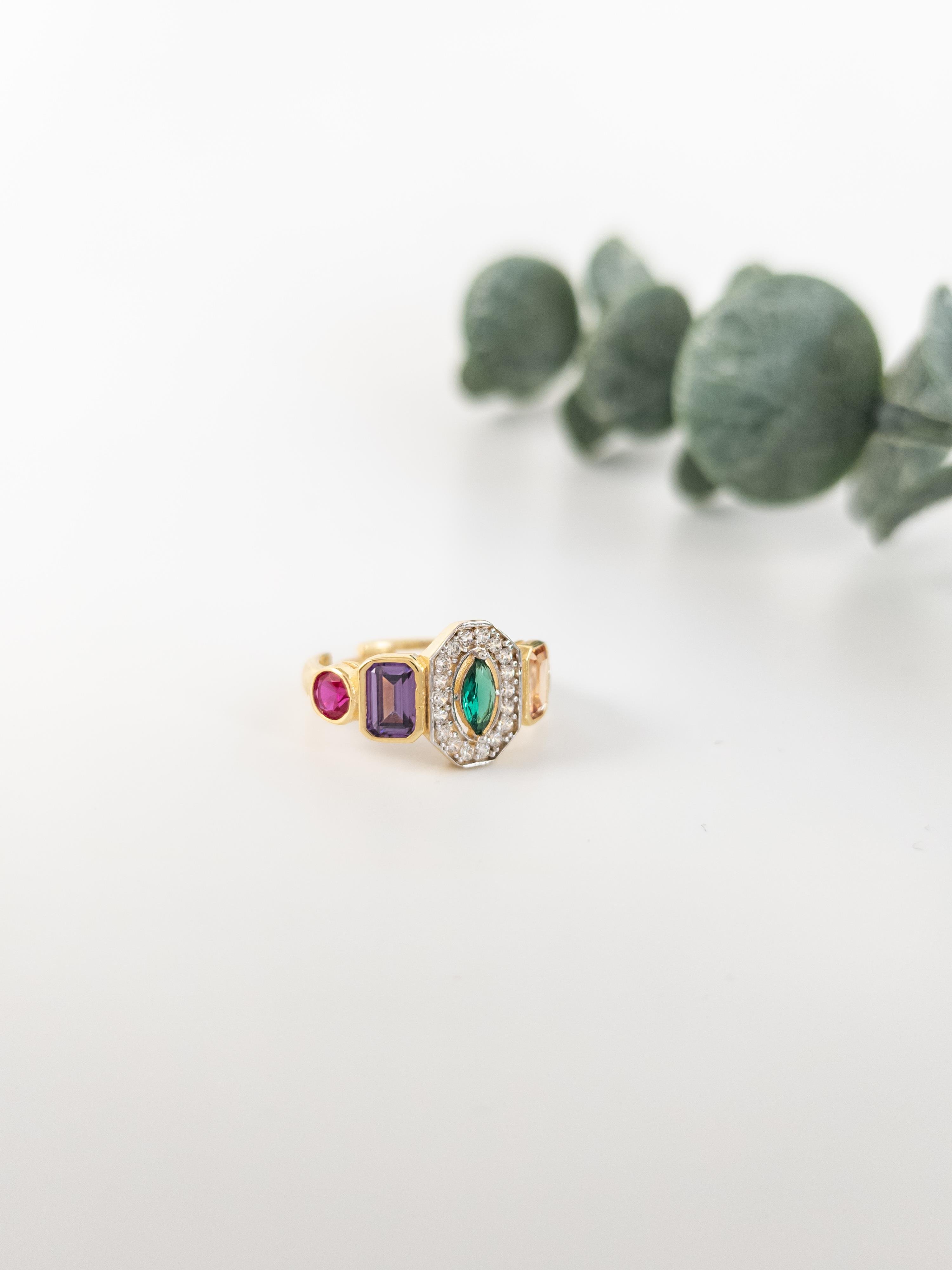 Doğal Taş ( Mix ) Tasarım Yüzük