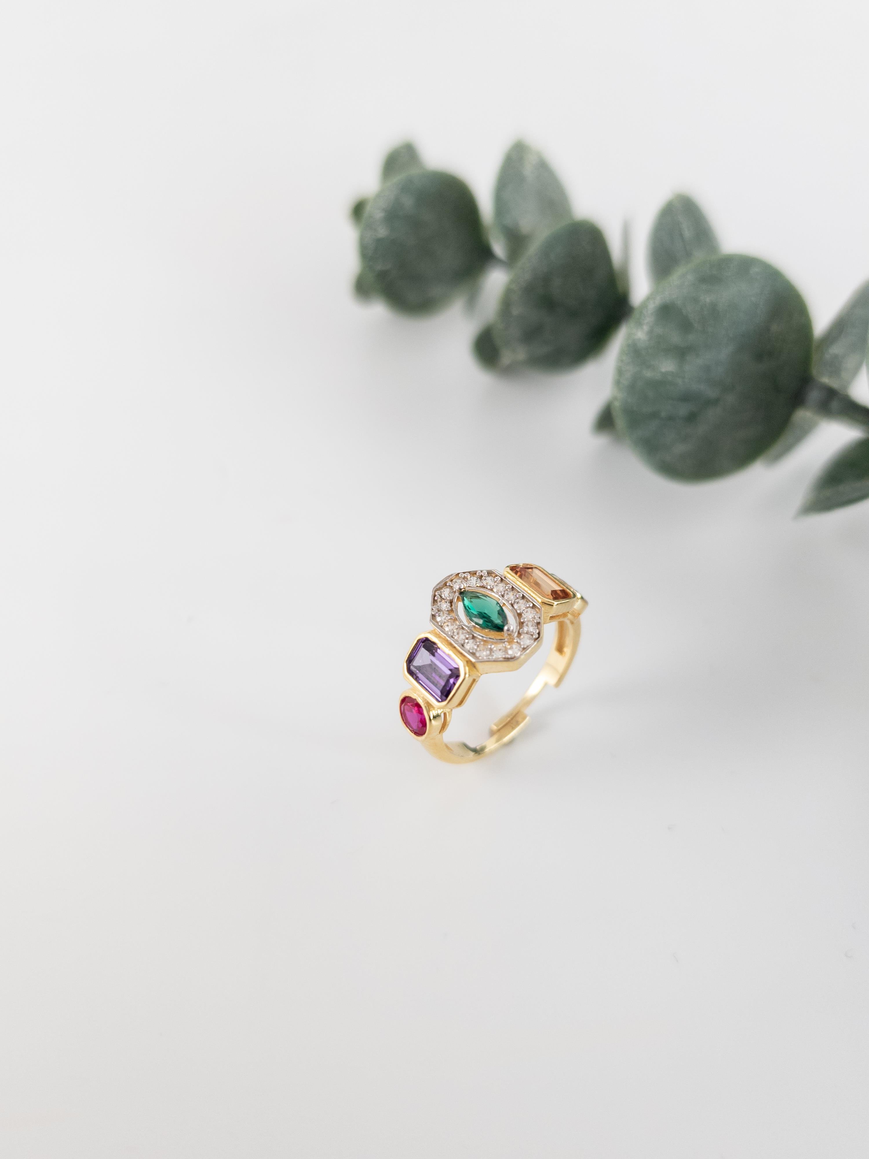 Doğal Taş ( Mix ) Tasarım Yüzük