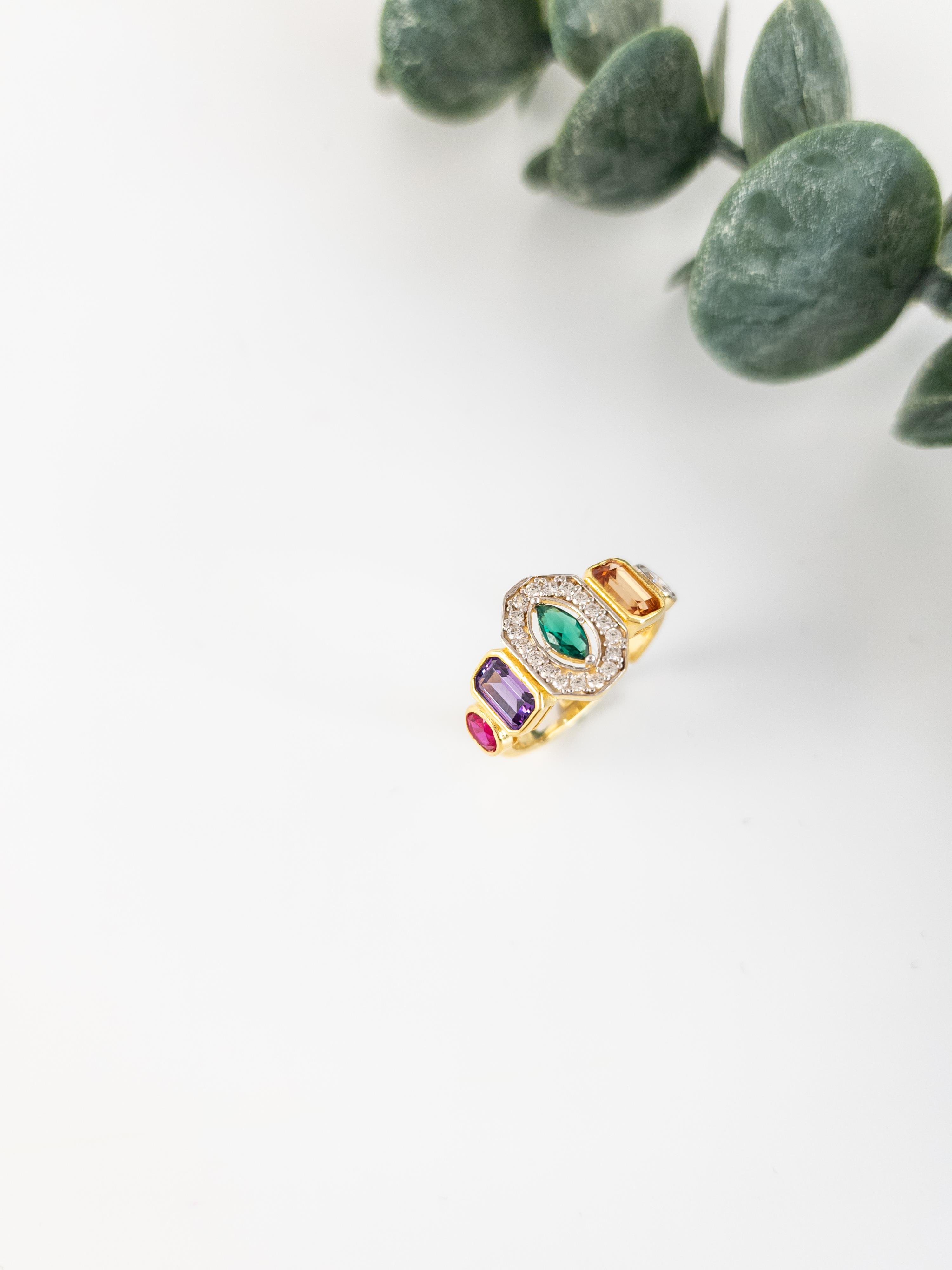 Doğal Taş ( Mix ) Tasarım Yüzük