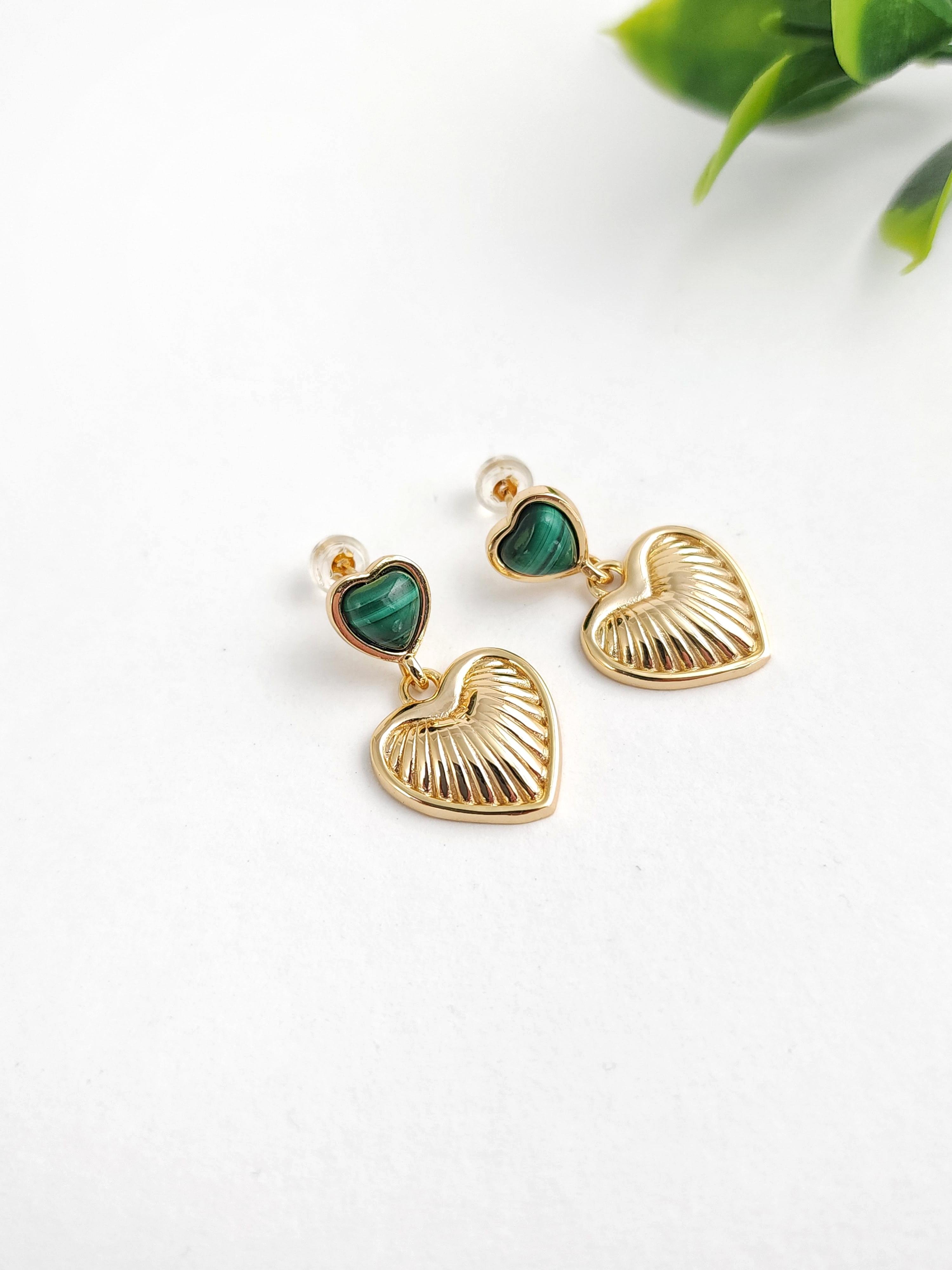 Doğal Taş Tasarım Kalp Küpe