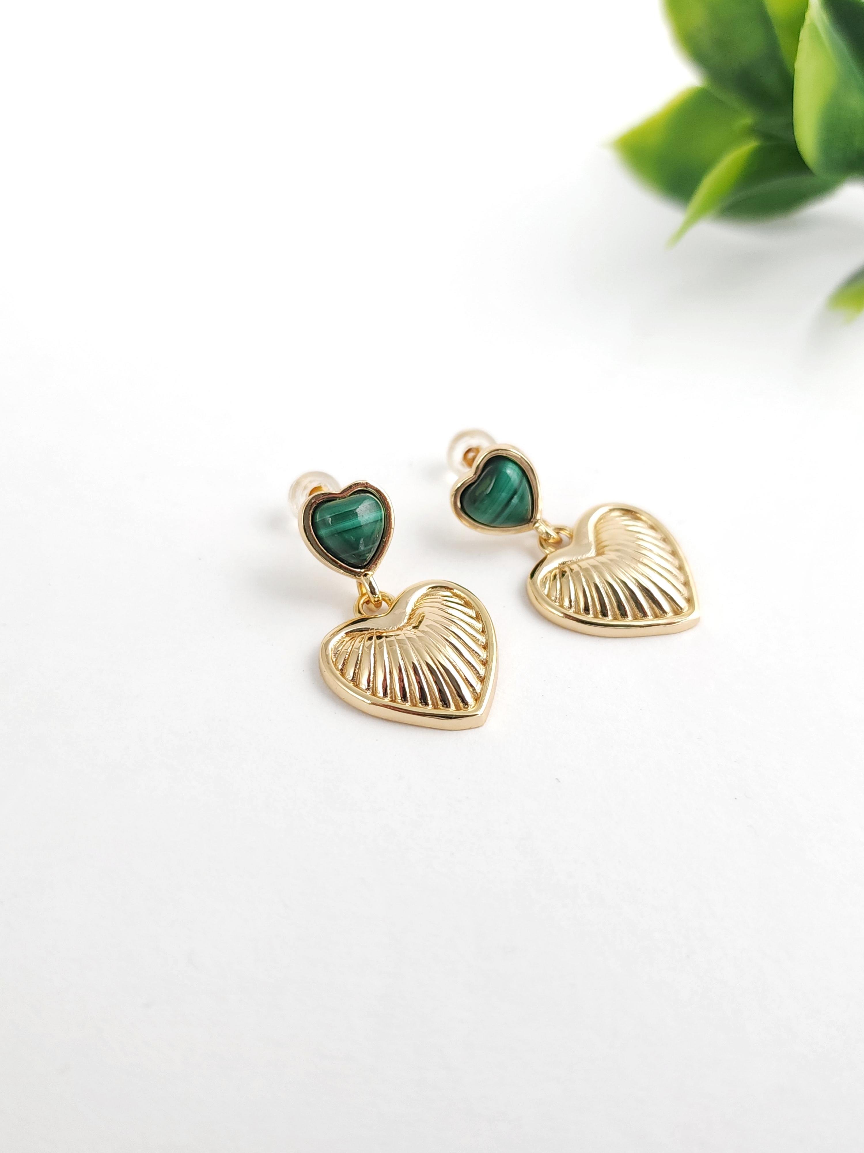 Doğal Taş Tasarım Kalp Küpe