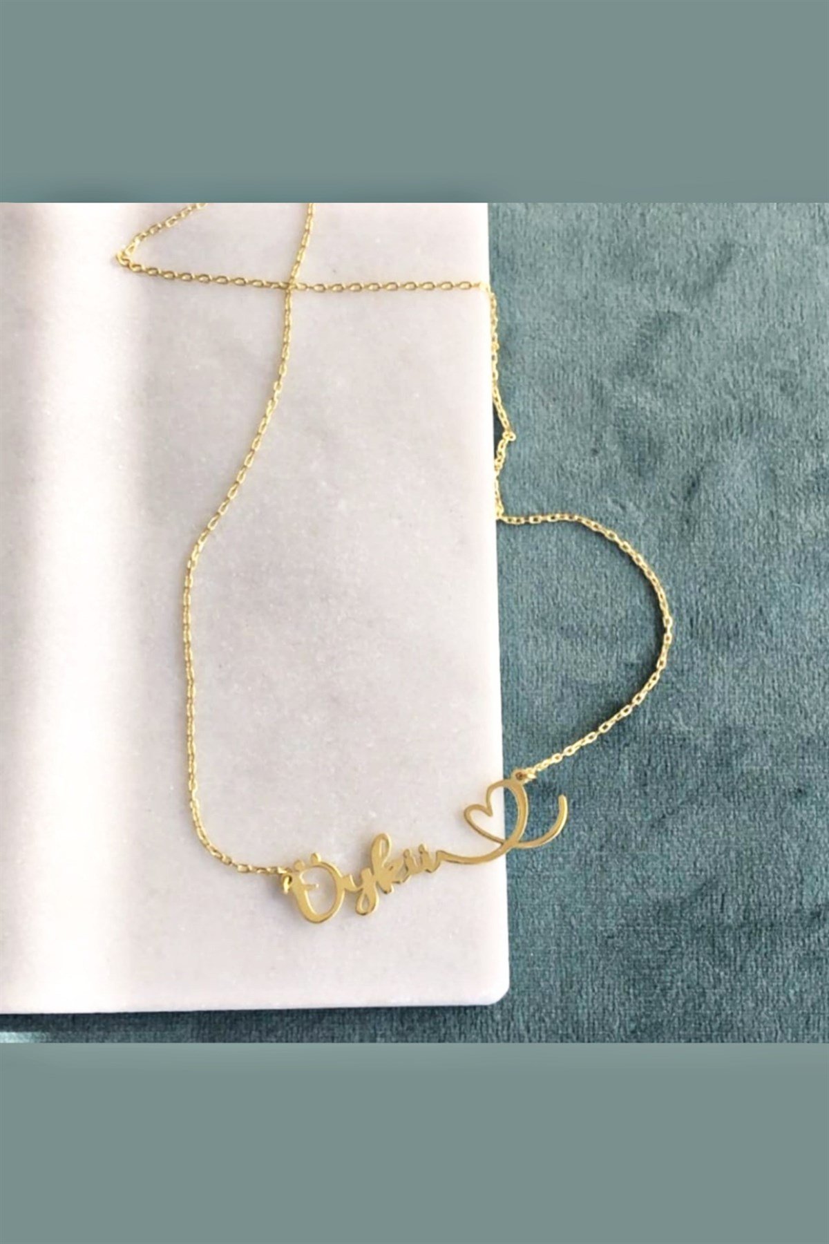 El Yazısı Kalp Kolye