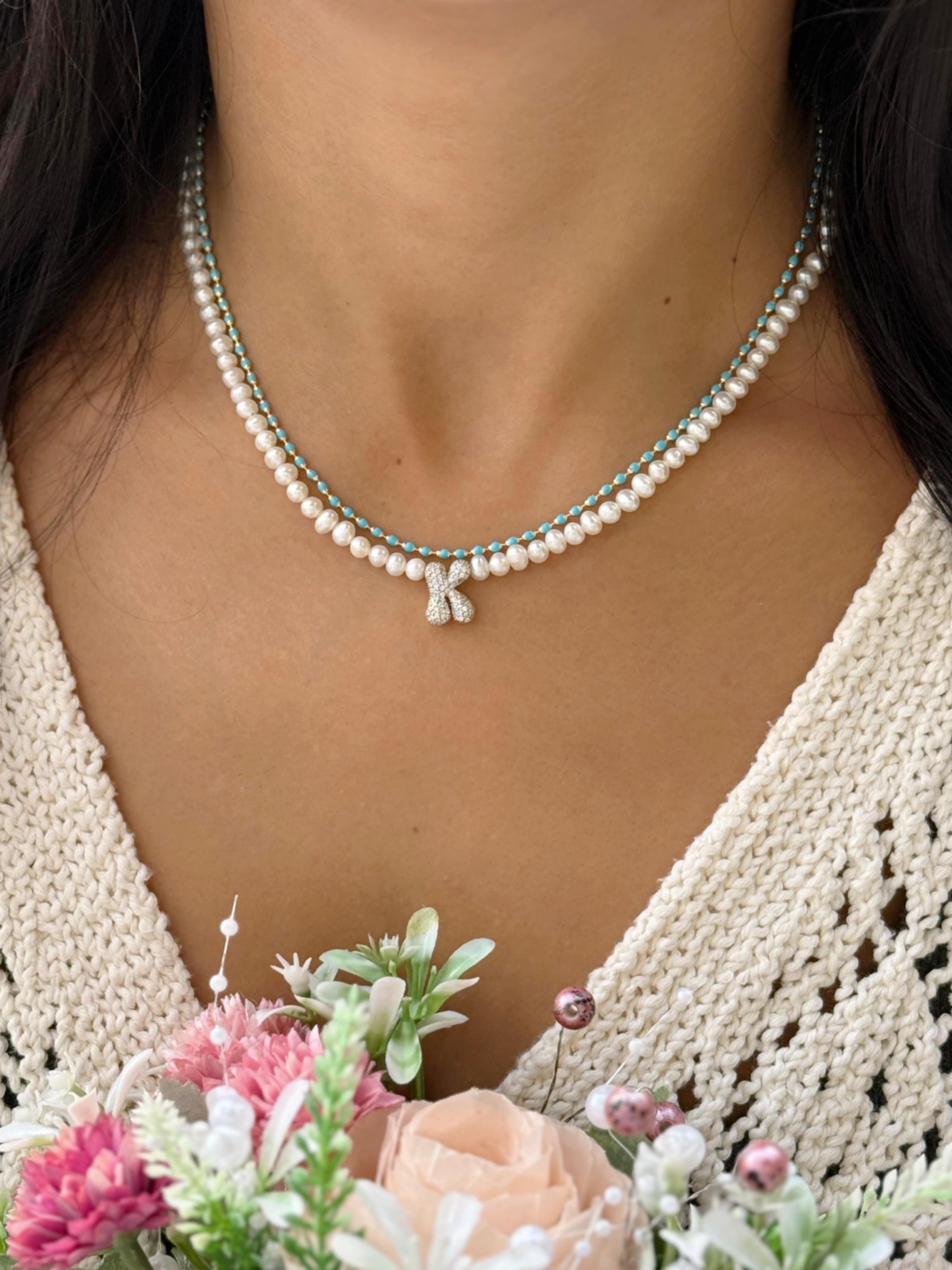 İnci Balon Harf Kolye