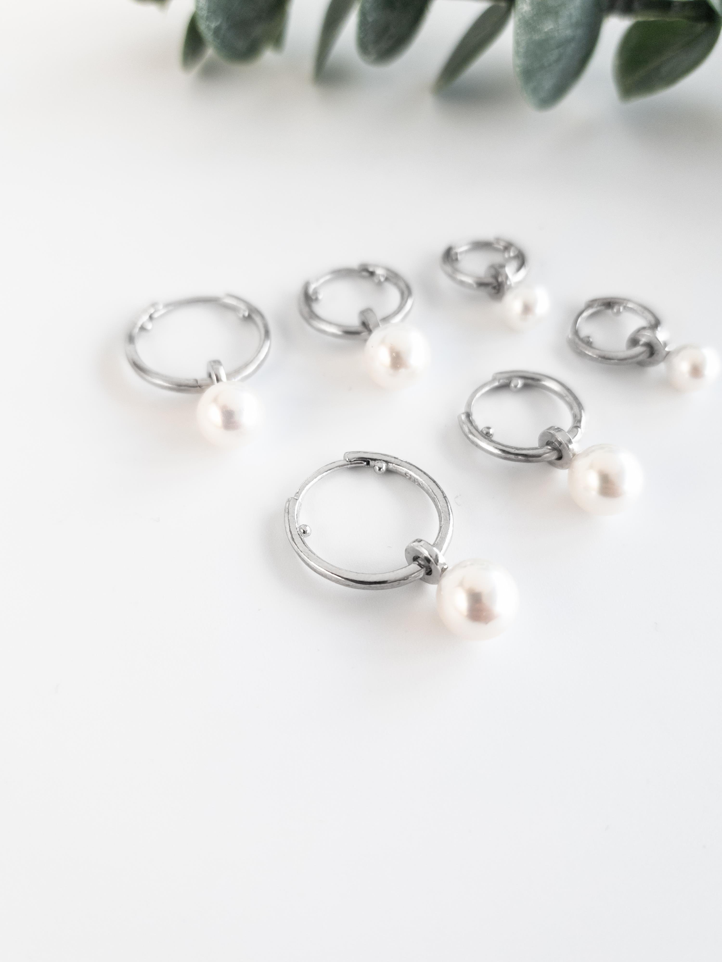 İnci Halka Küpe ( L )