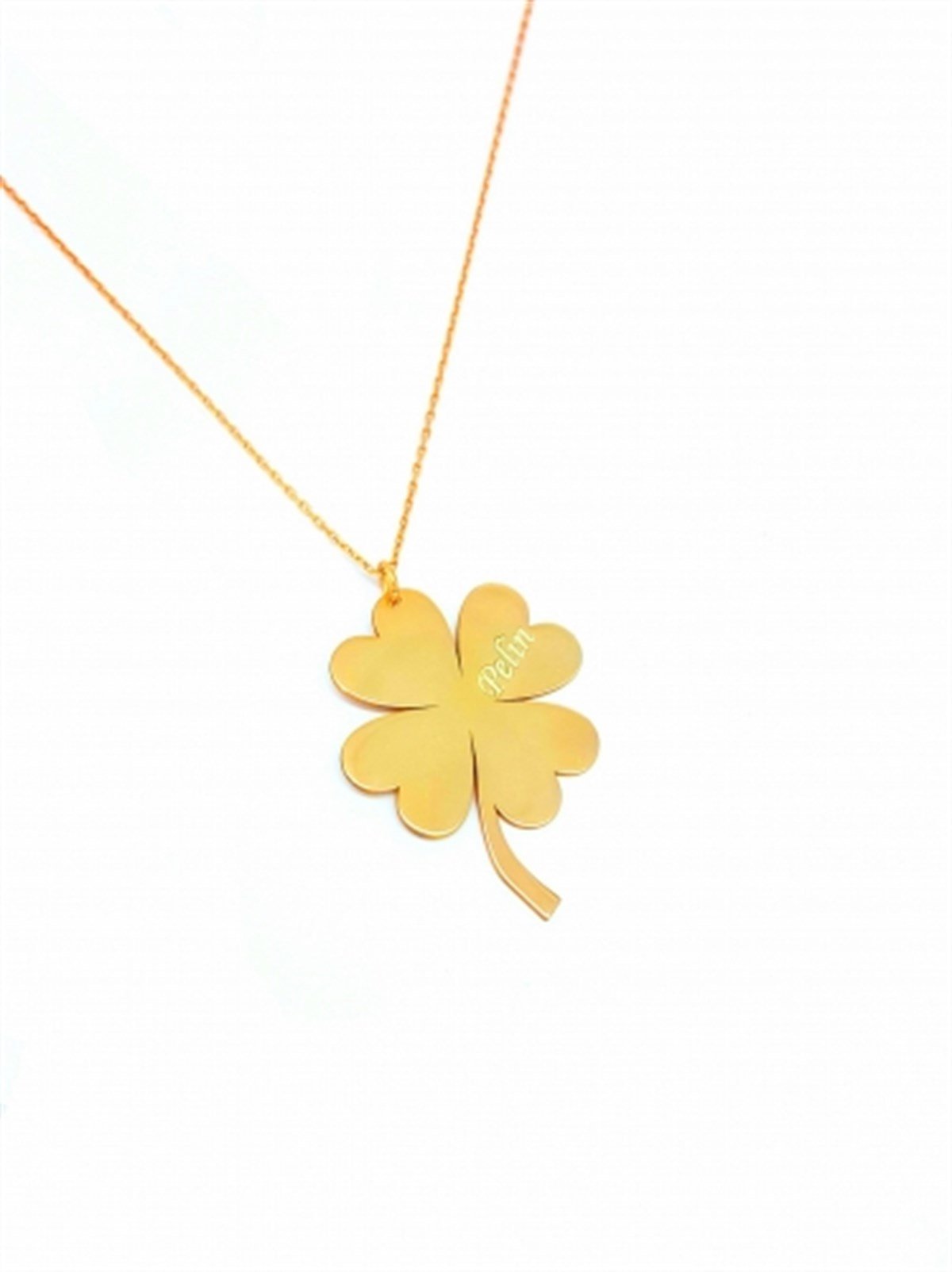 İsimli Yonca Kolye (Uzun Zincir)