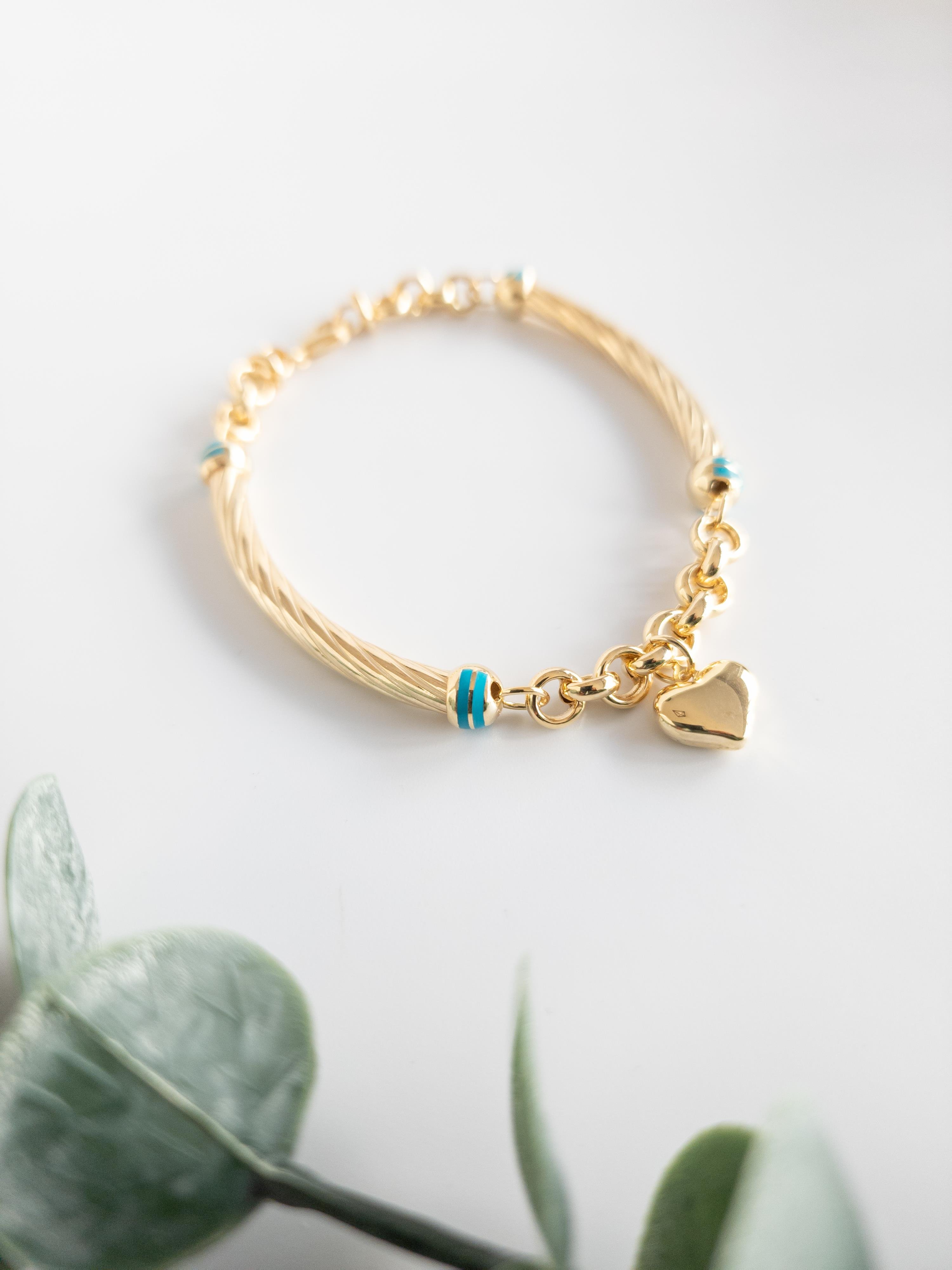 İtalyan Çift Burgu Balon Kalp Chain Bileklik