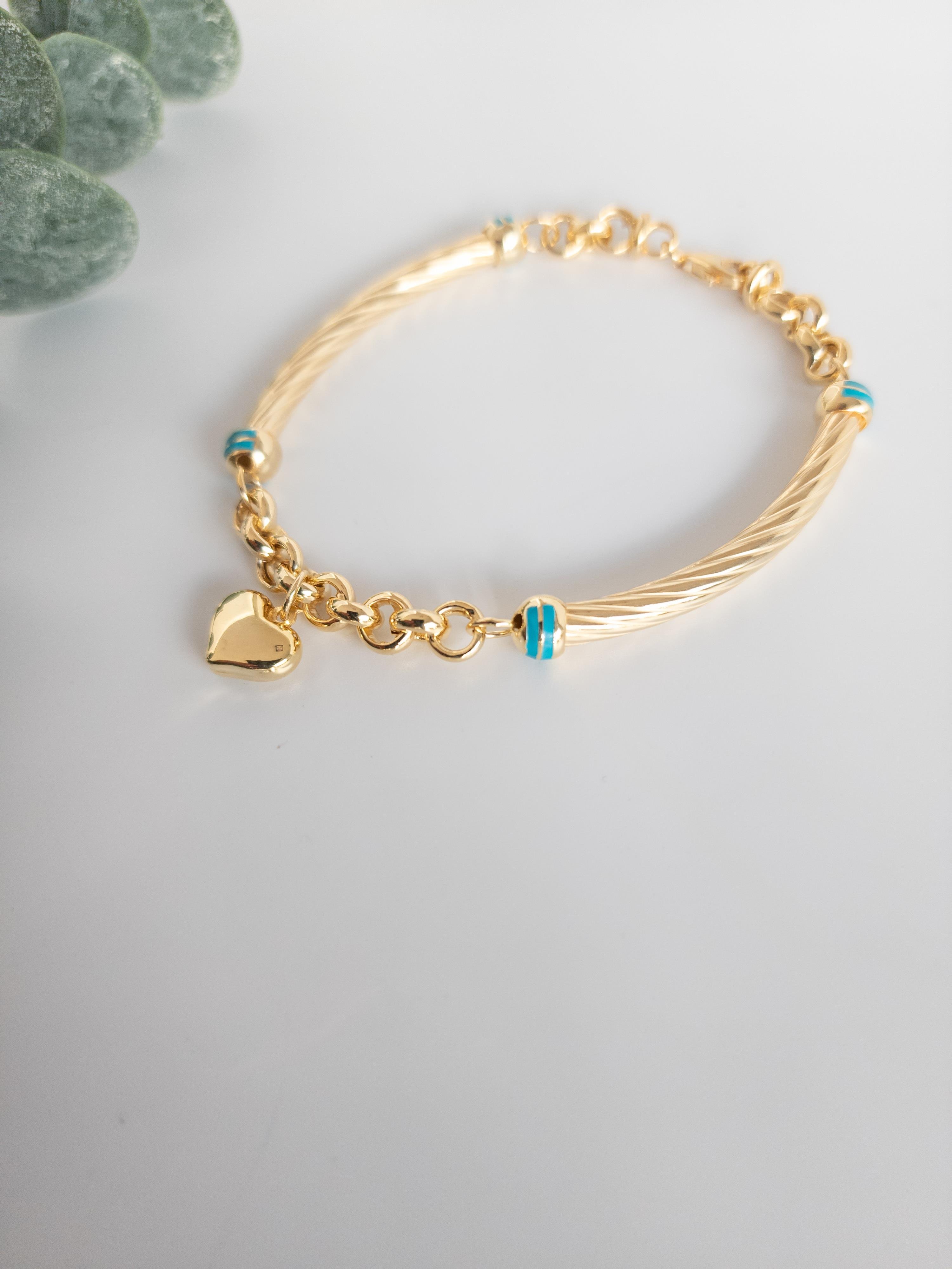 İtalyan Çift Burgu Balon Kalp Chain Bileklik