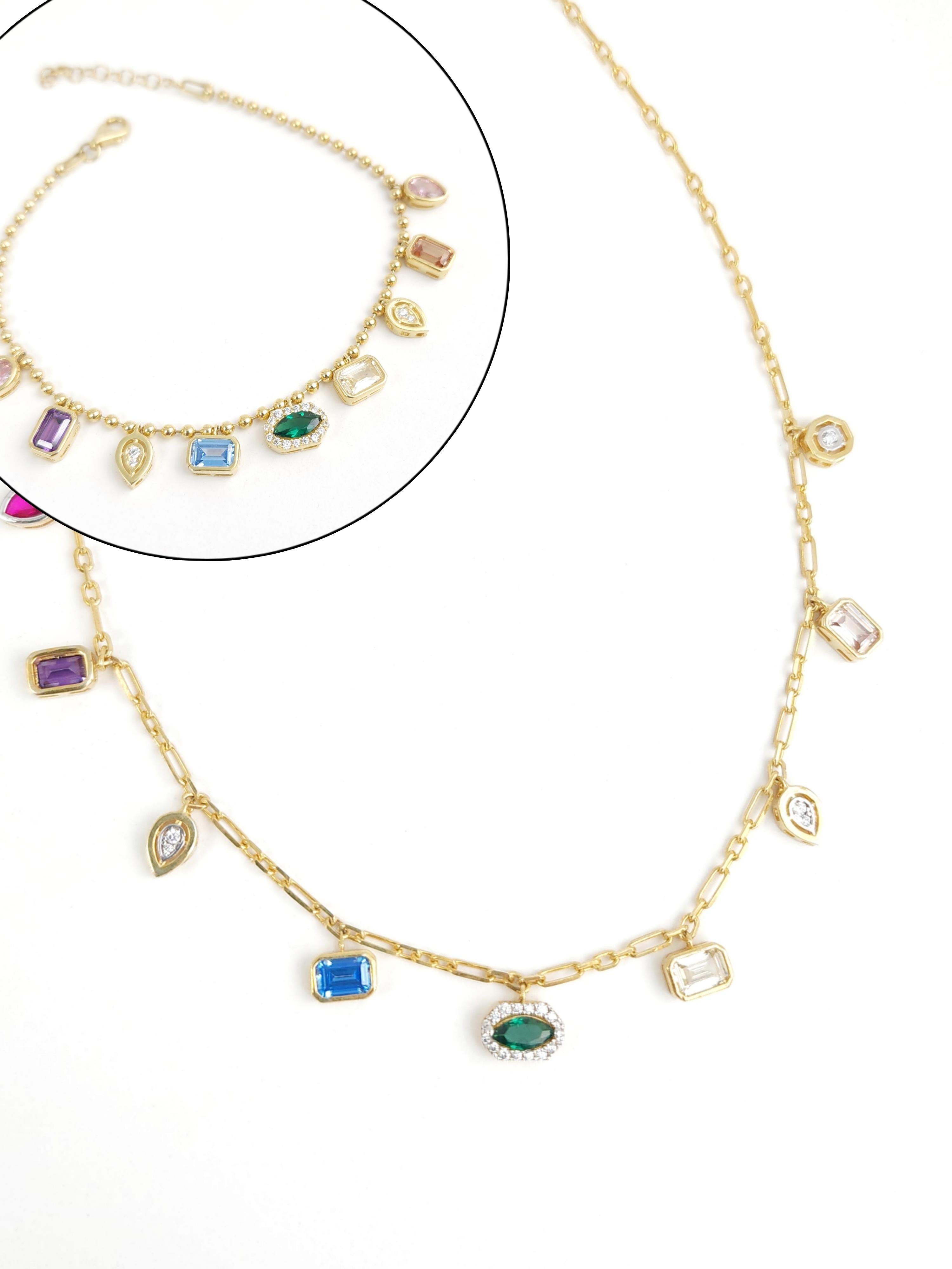 İtalyan Doğal Taş Set ( Kolye - Bileklik )