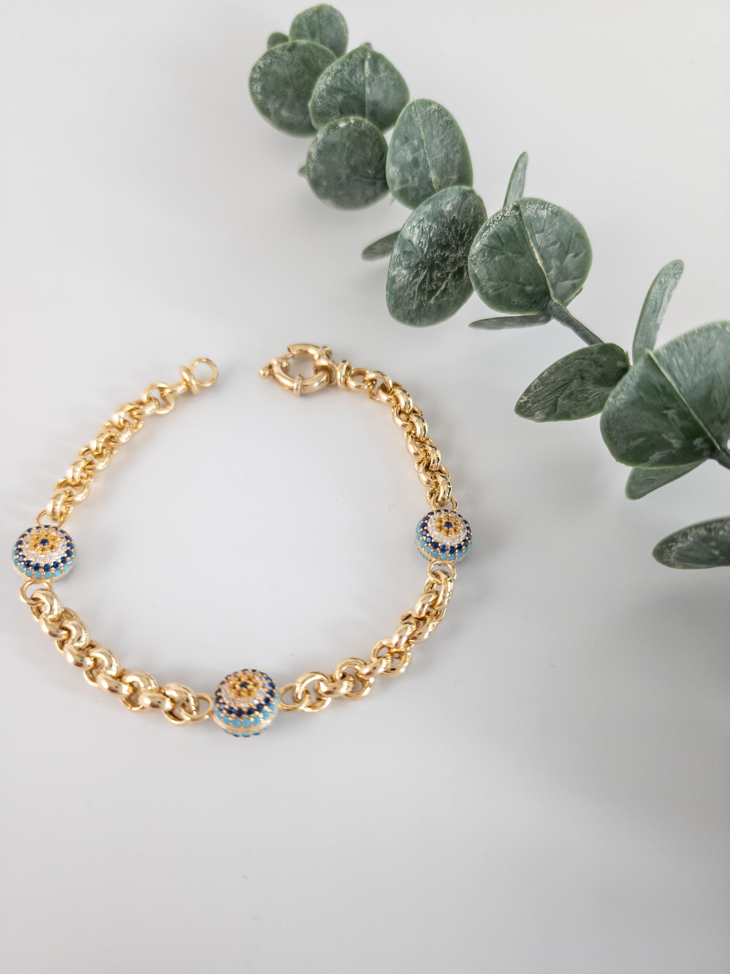 İtalyan Nazar Göz 3'lü Chain Bileklik