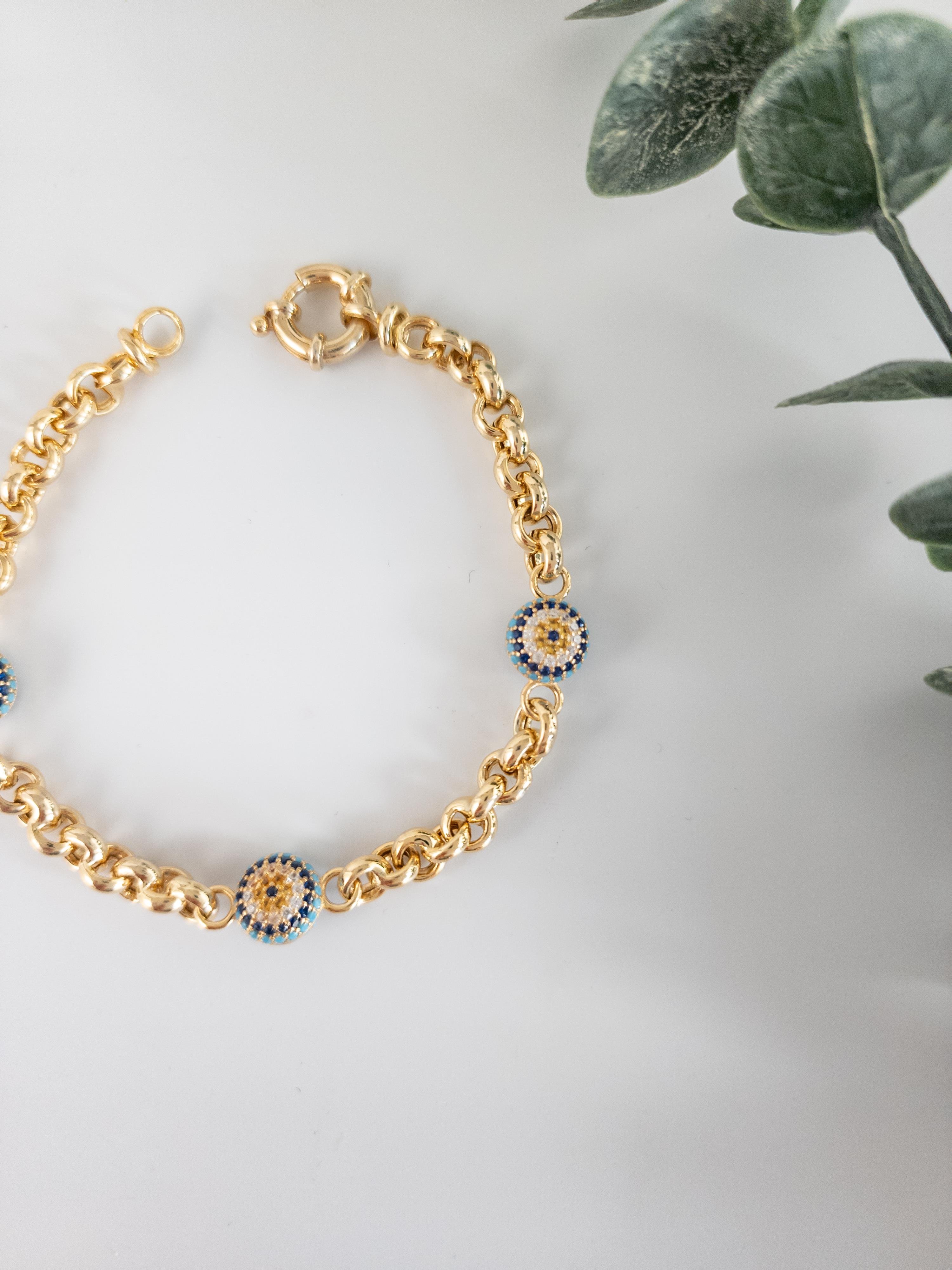 İtalyan Nazar Göz 3'lü Chain Bileklik