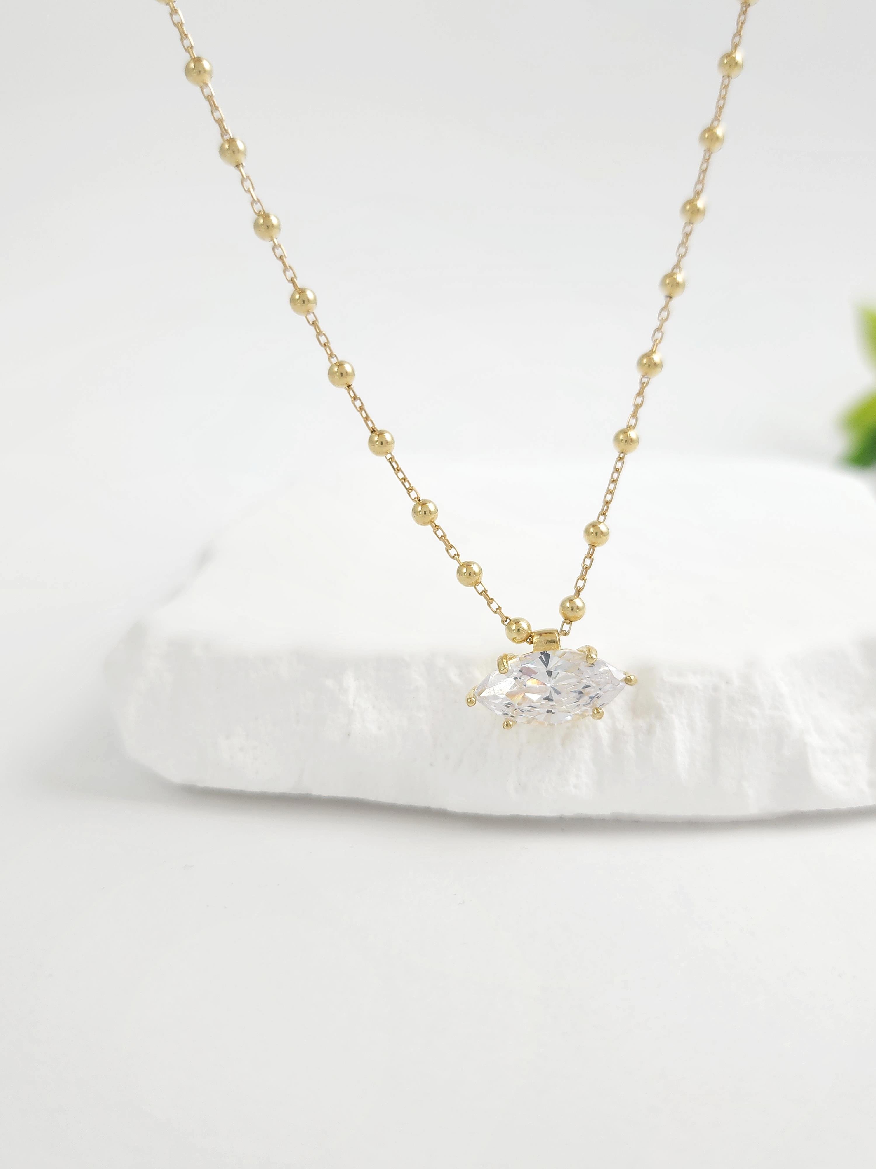 İtalyan Top Zincir Zirkon Kolye