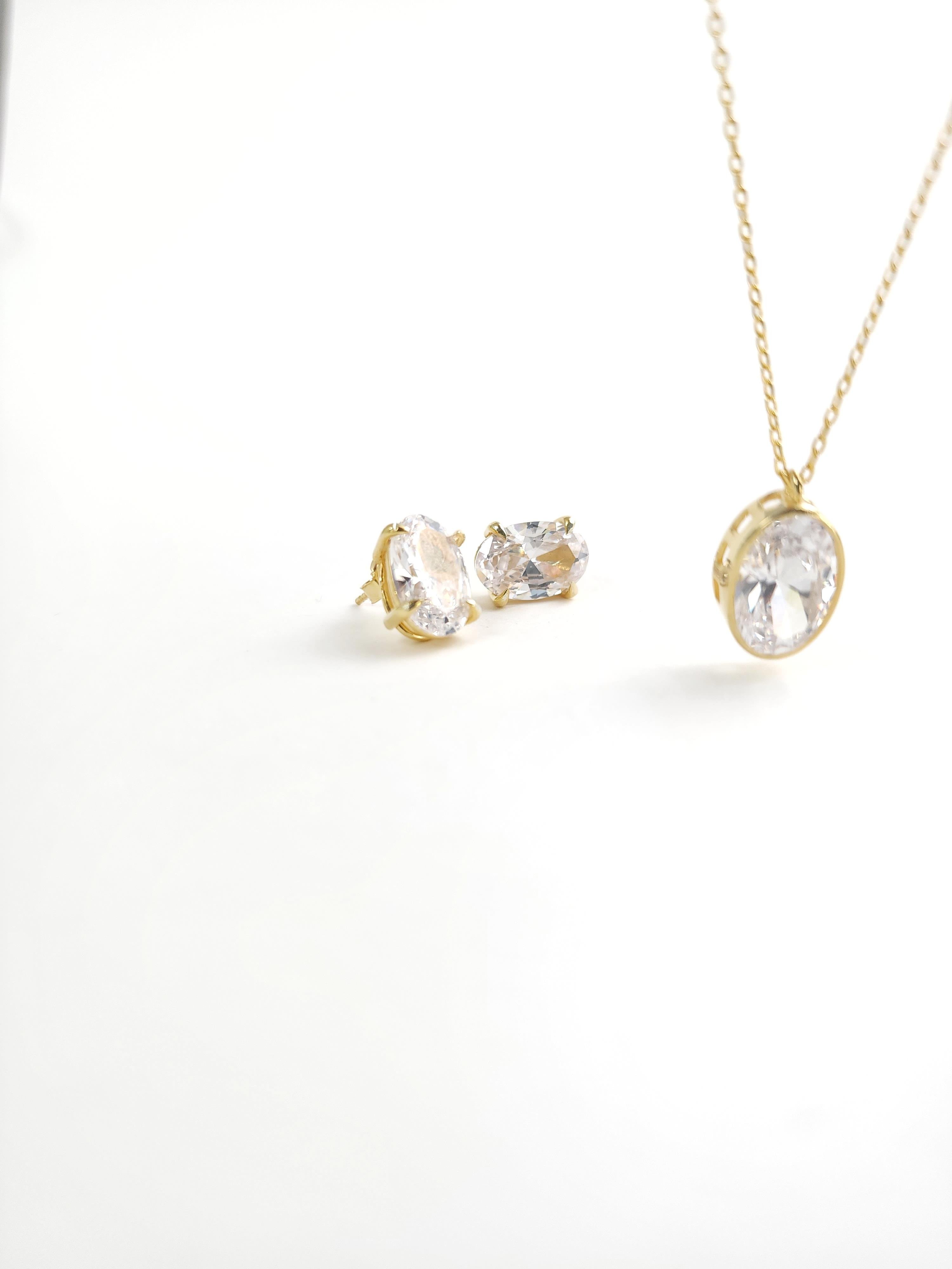 İtalyan Zirkon Tektaş Set ( Kolye - Küpe )