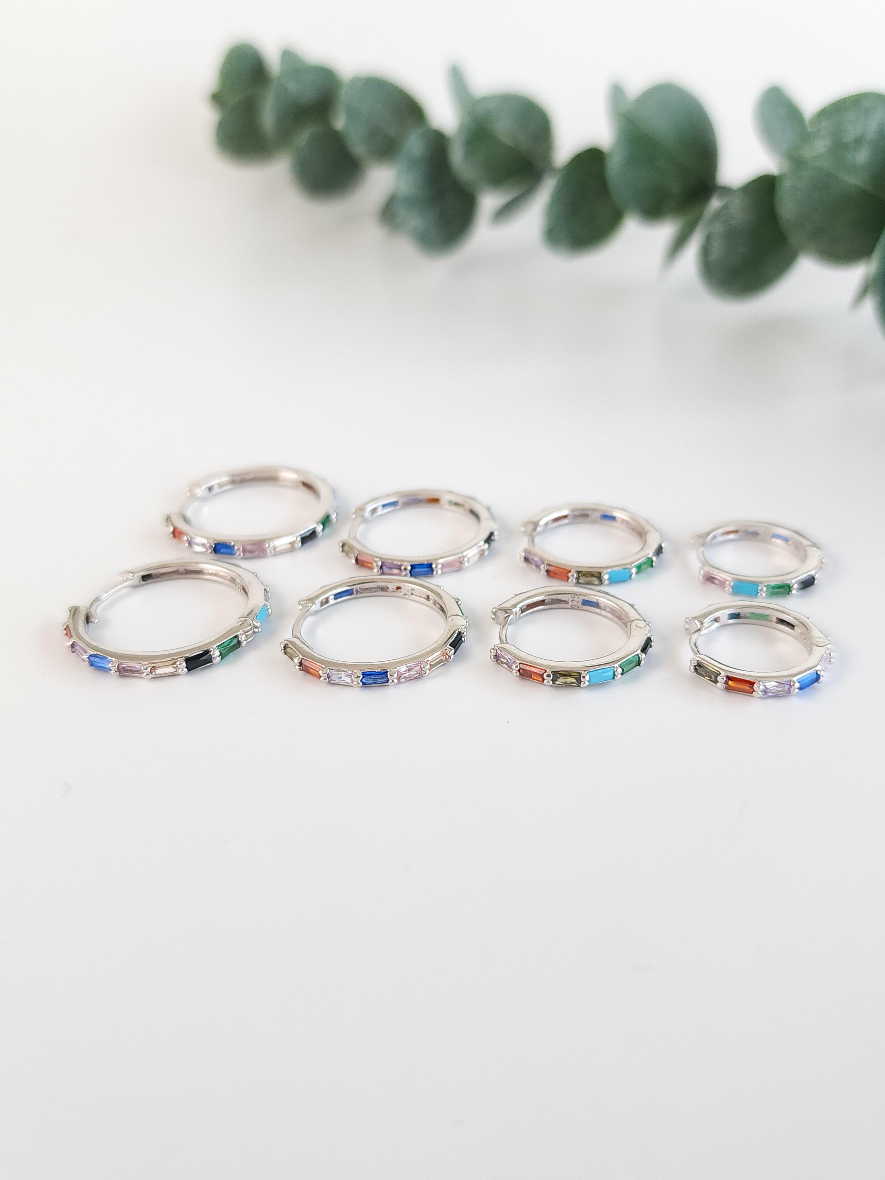 Mix Doğal Taş Halka Küpe ( L )