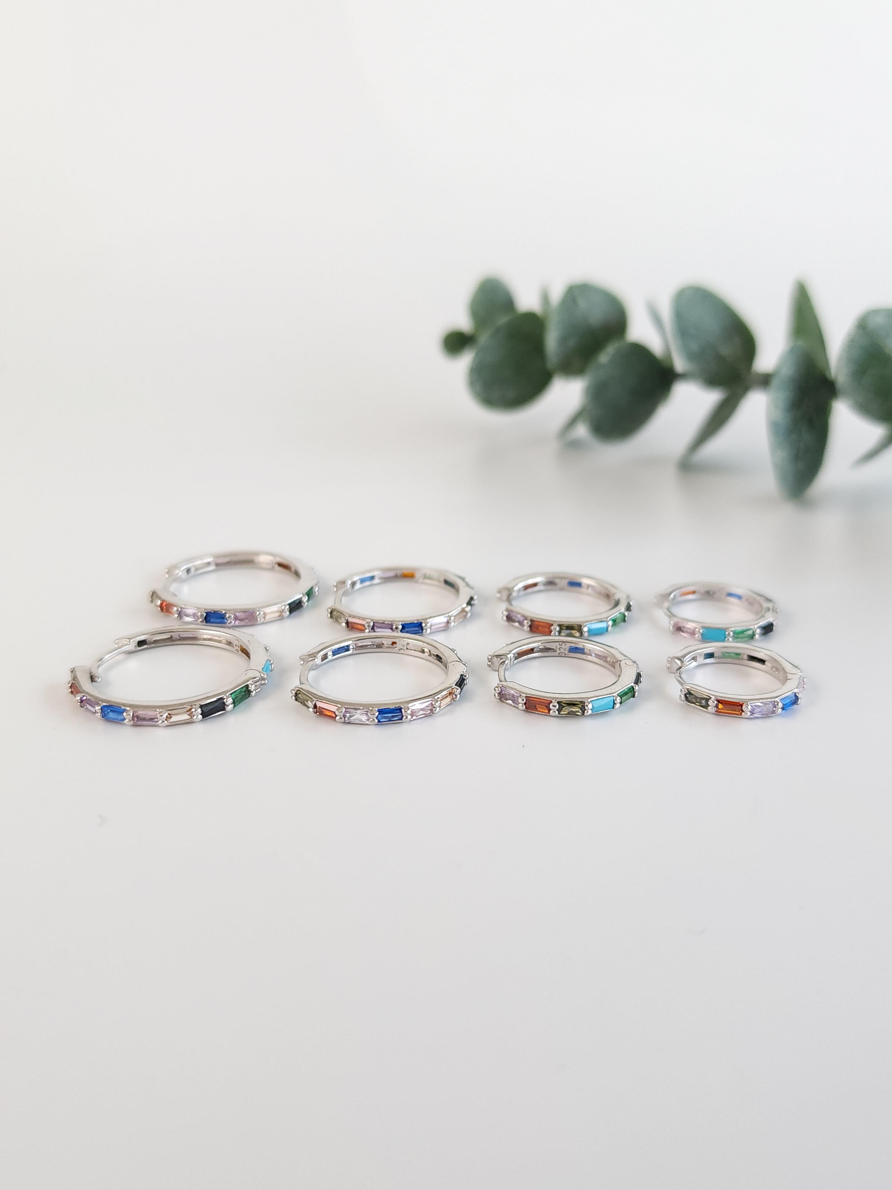 Mix Doğal Taş Halka Küpe ( S )