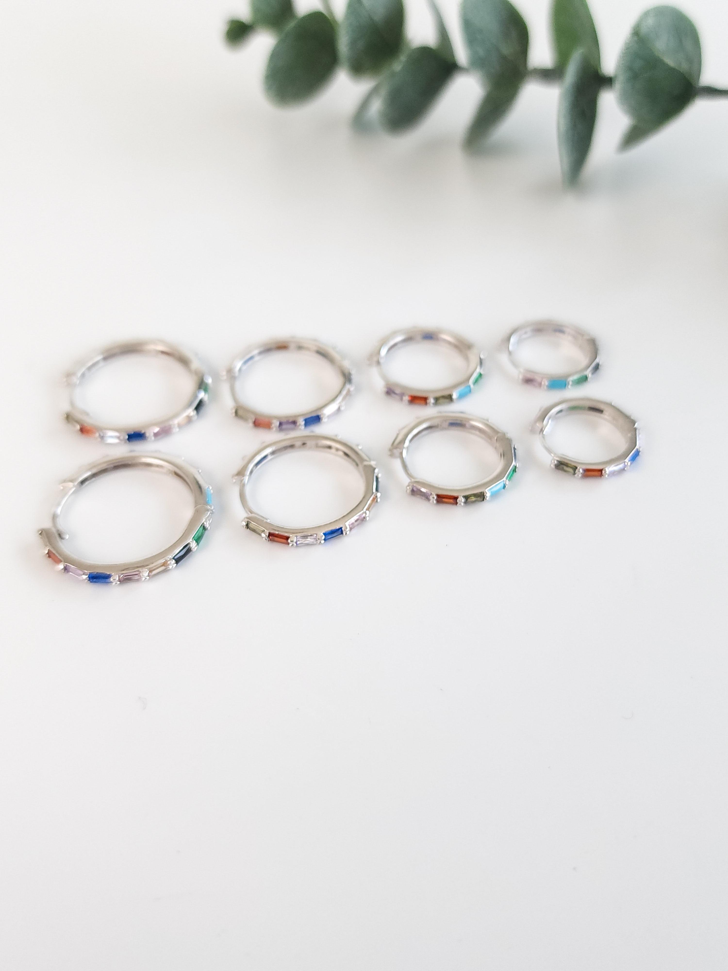 Mix Doğal Taş Halka Küpe ( S )