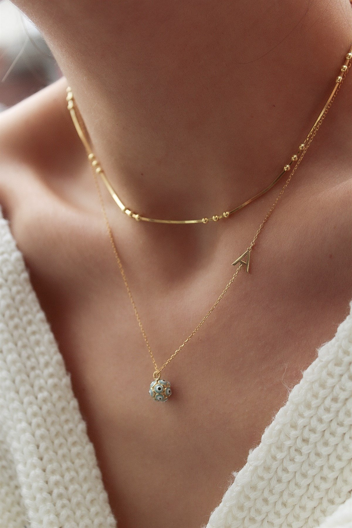 Nazar Göz Harf Kolye