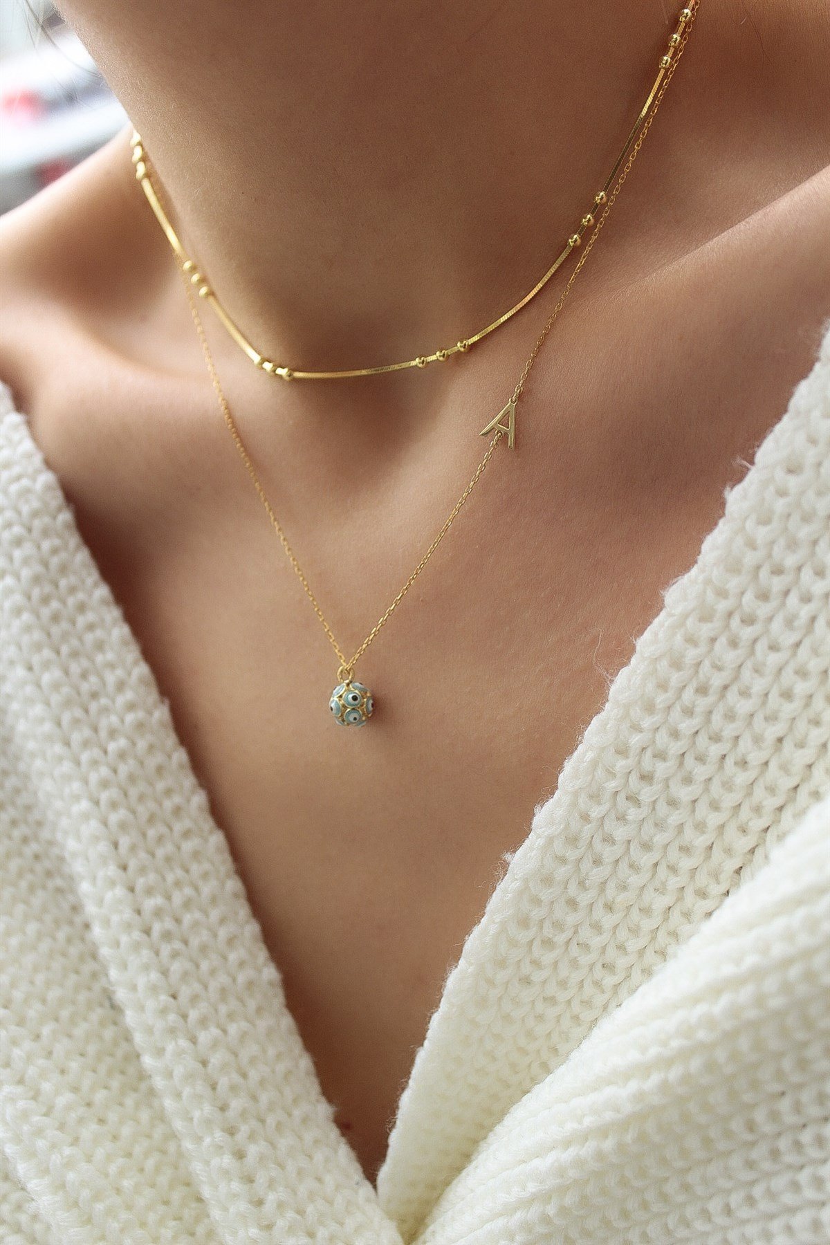 Nazar Göz Harf Kolye