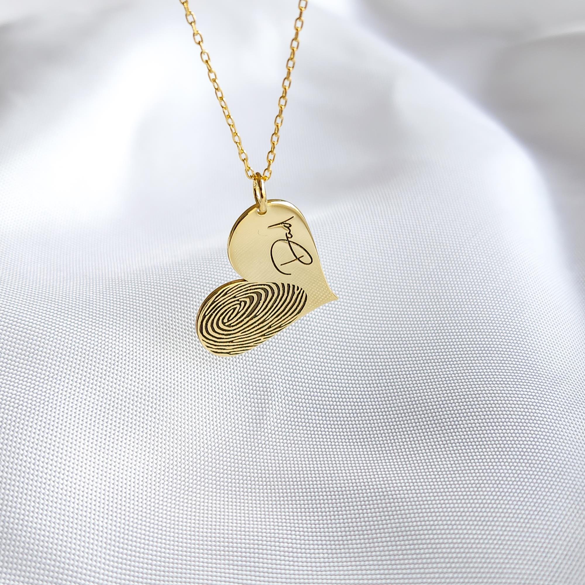 Parmak İzi Kalp Kolye