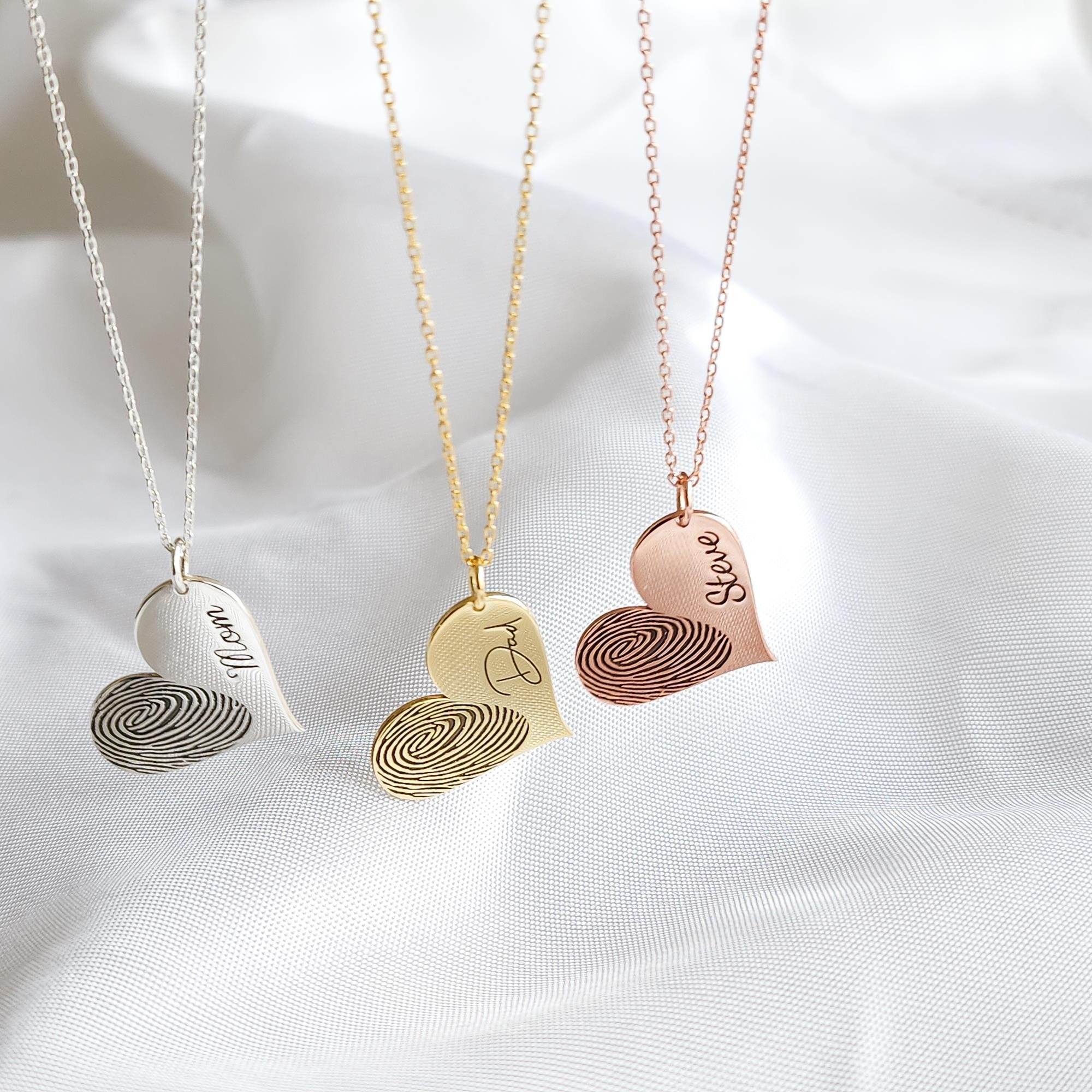 Parmak İzi Kalp Kolye