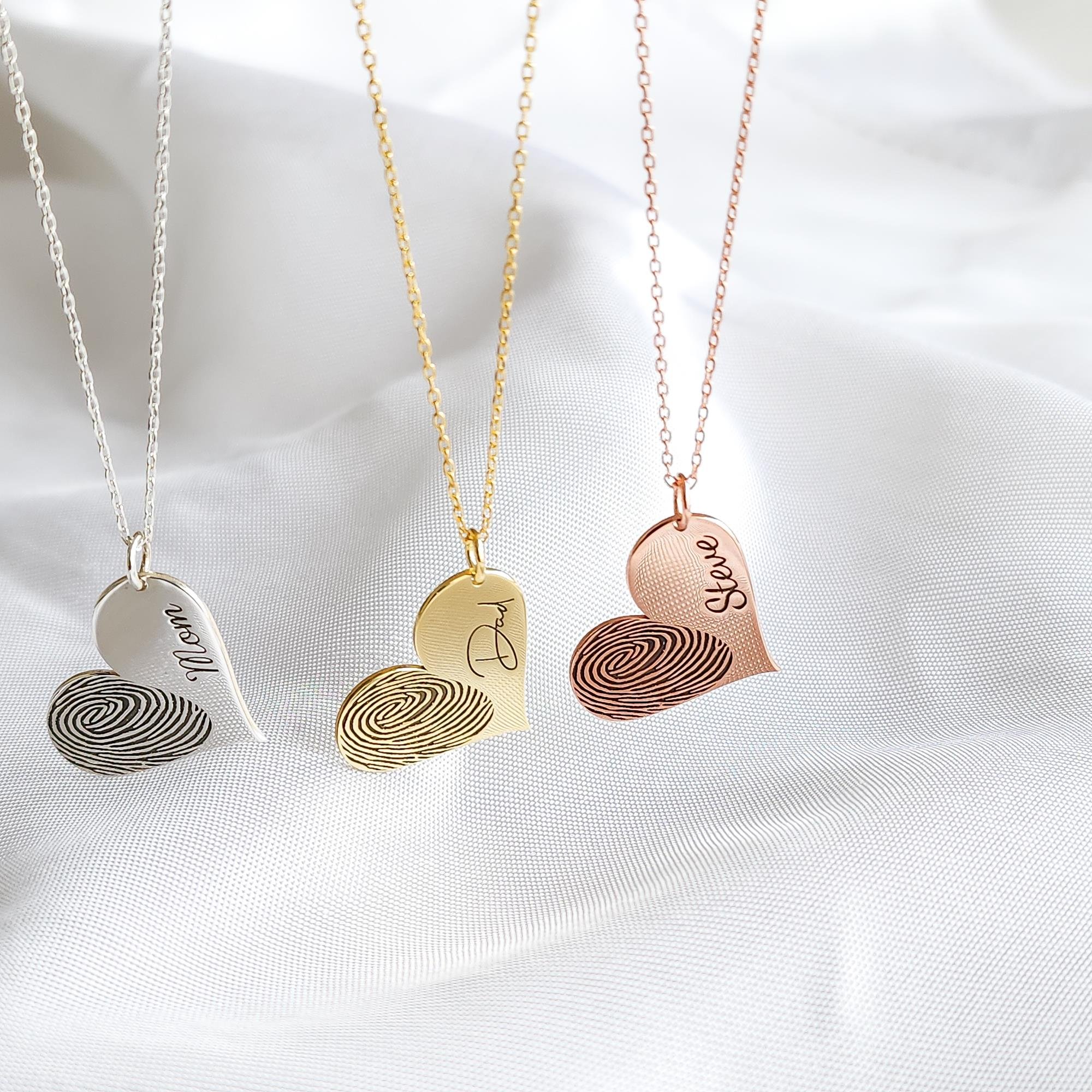 Parmak İzi Kalp Kolye