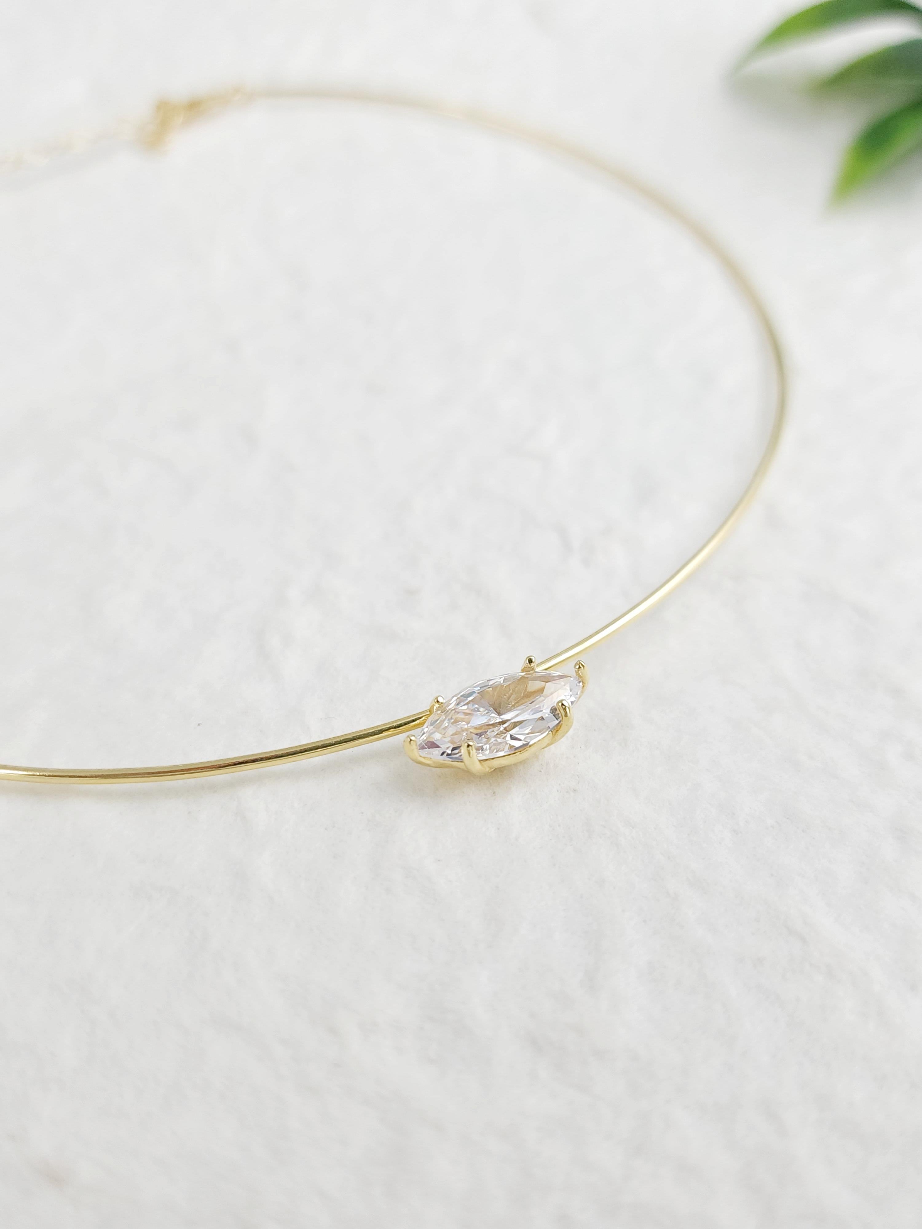 Tasarım Sert Tektaş Choker Kolye