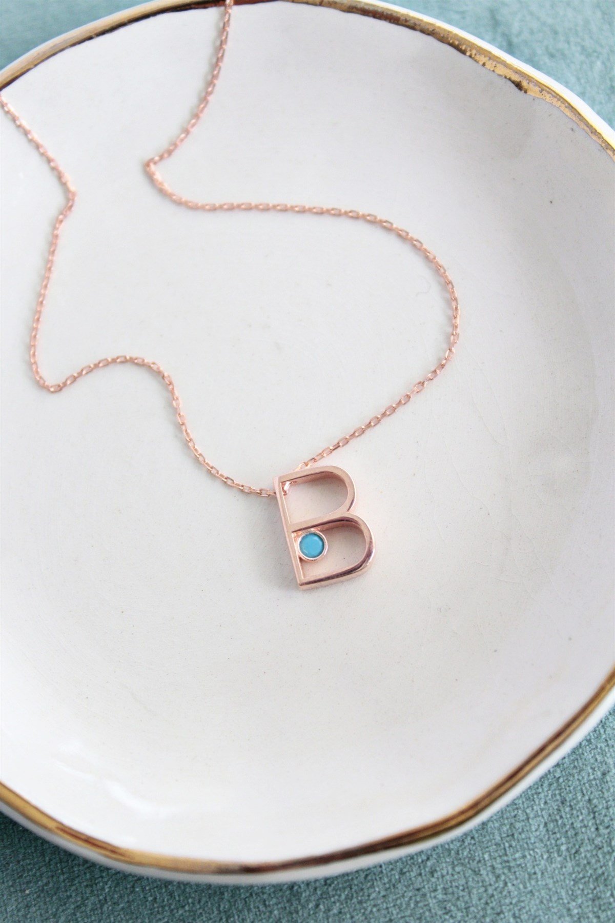 Turkuaz Harf Kolye
