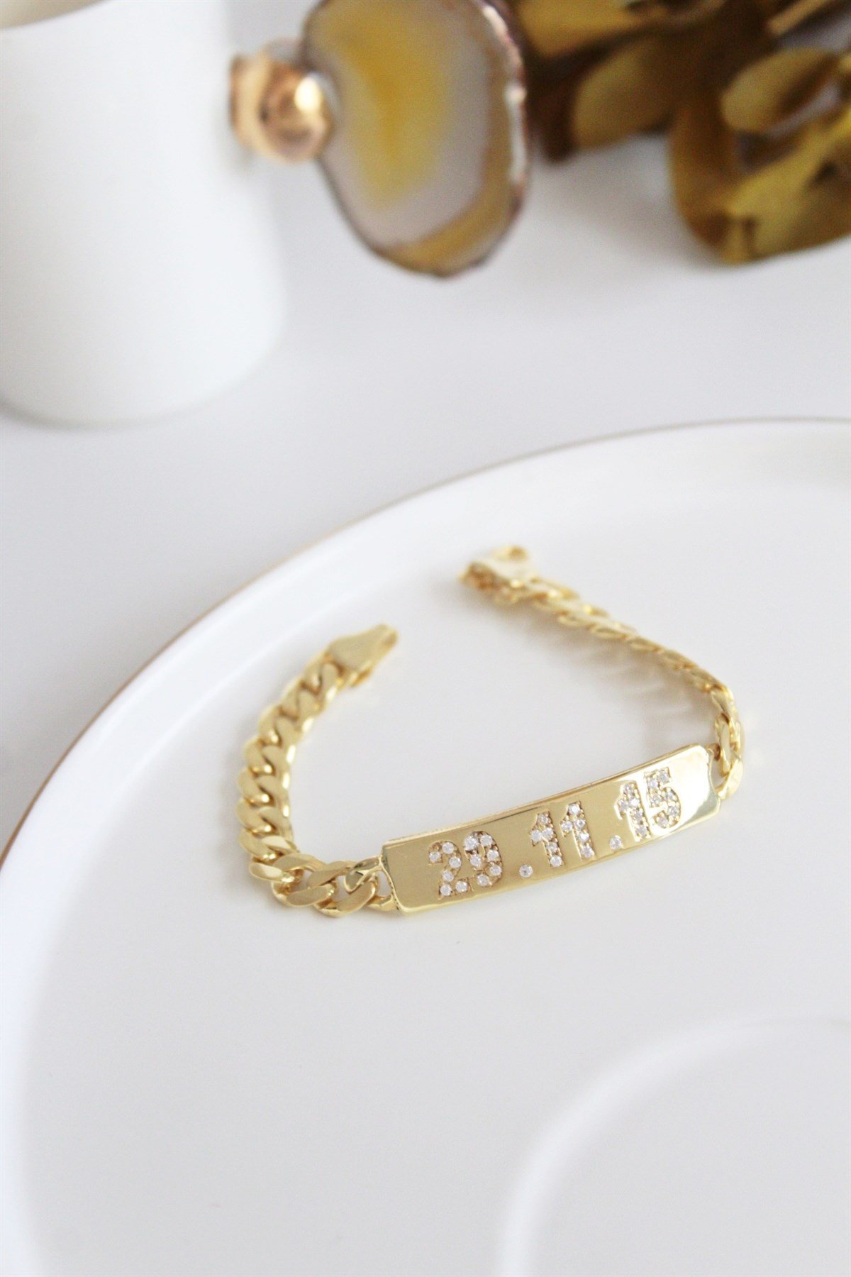 Zirkon Tarih Plaka Kolye ( 925 Özel )