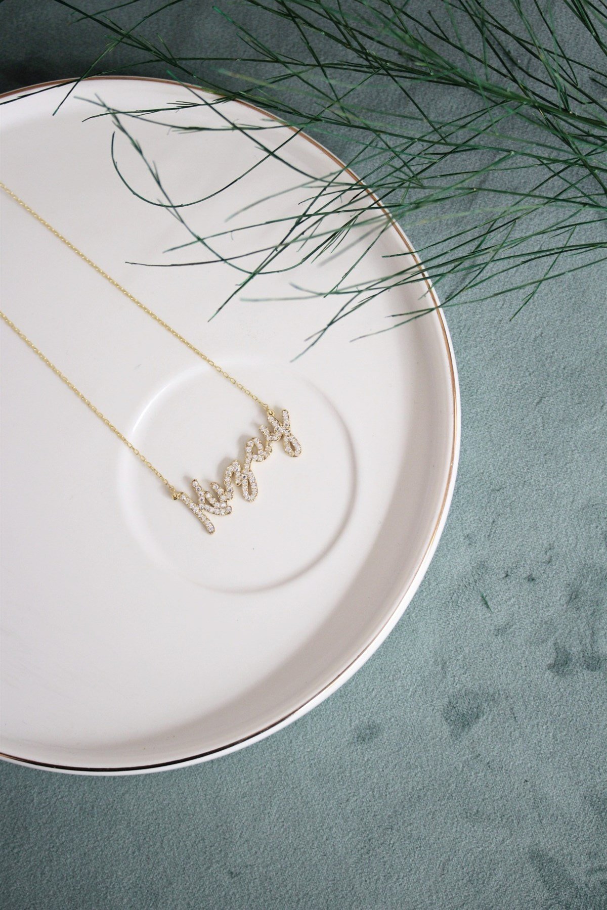 Zirkon Taş İsim Kolye