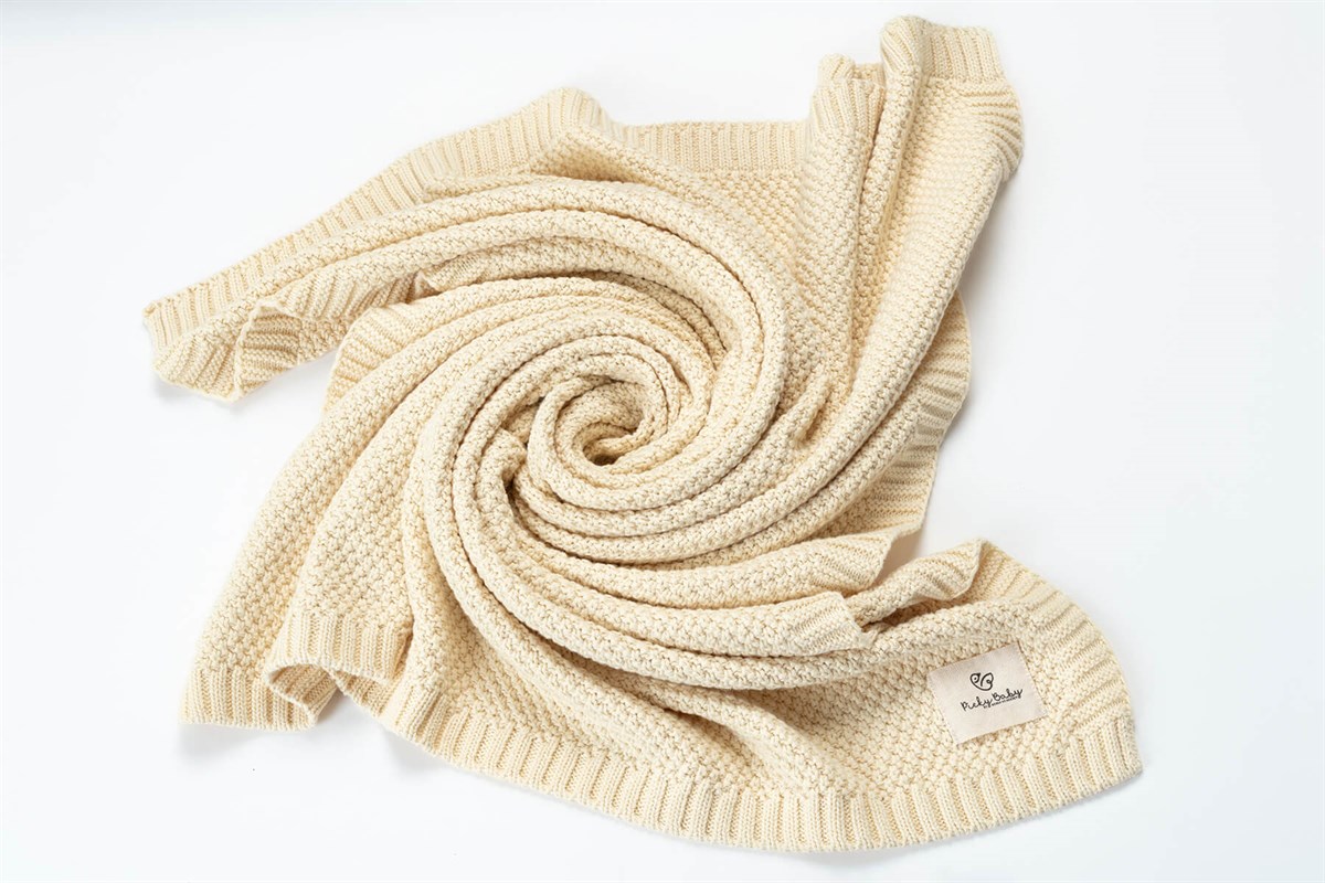 Picky Baby Organik Örgü Battaniye / Vanilya Sarı