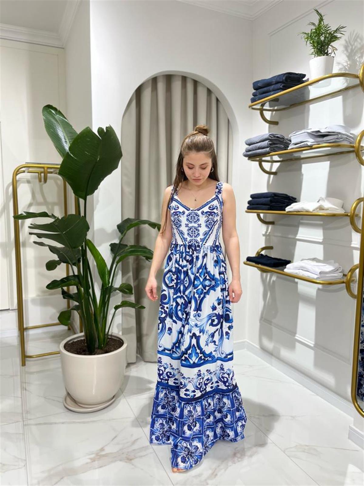 D&G DESEN MİDİ ELBİSE