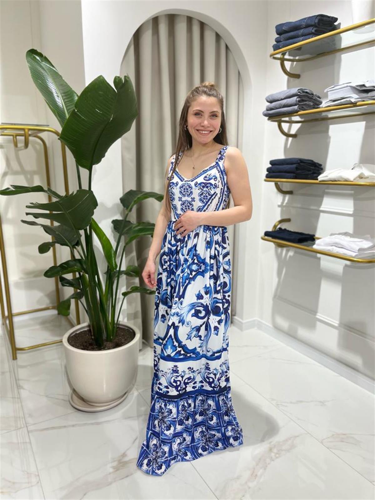 D&G DESEN MİDİ ELBİSE