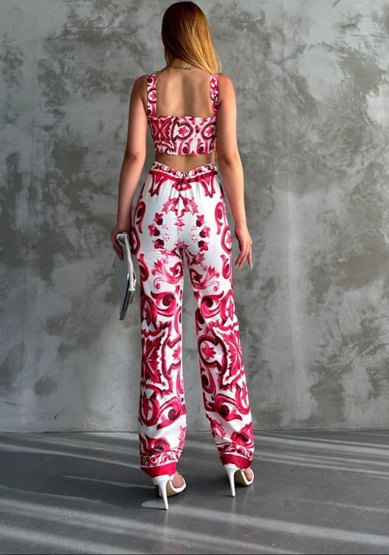 D&G DESENLİ CROP TAKIM