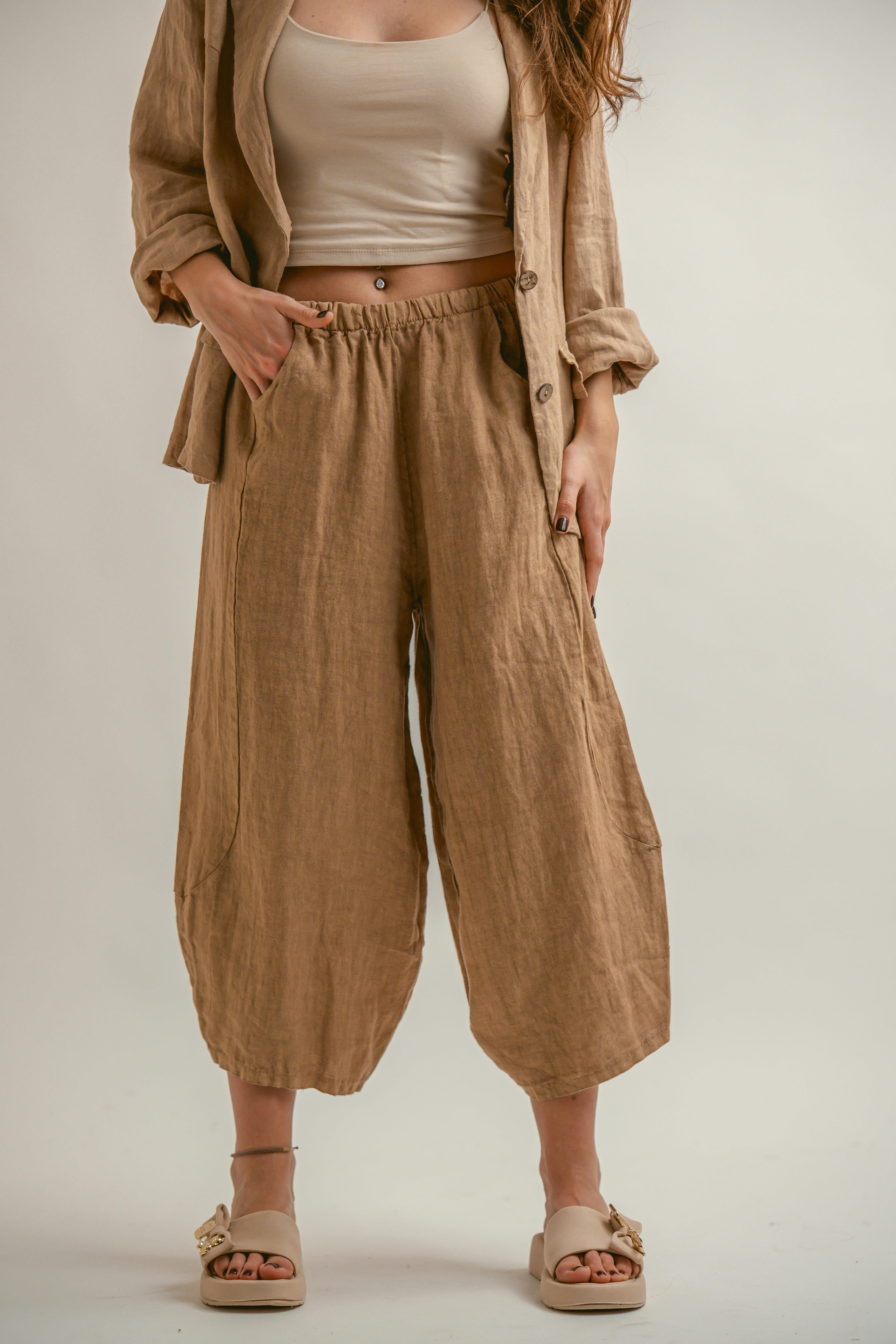 KETEN BELİ LASTİKLİ BALON PANTOLON