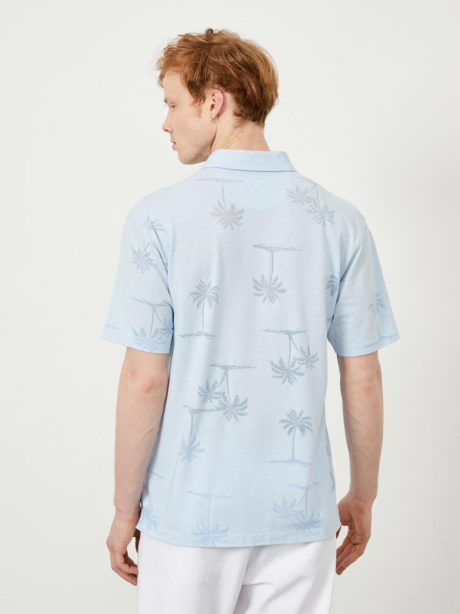 PALMİYE DESENLİ POLO YAKA T-SHIRT
