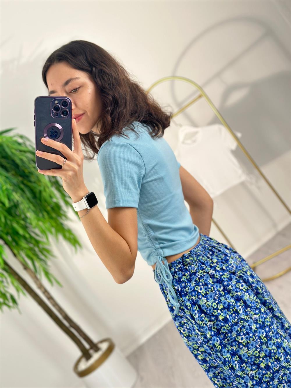 BEBE MAVİ YAN DETAY TSHİRT