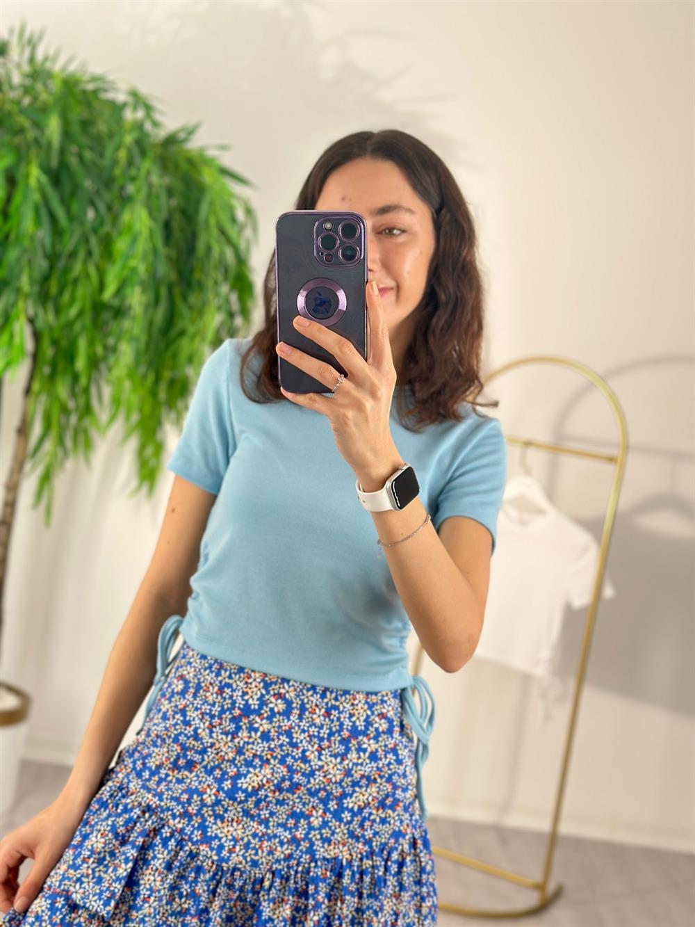 BEBE MAVİ YAN DETAY TSHİRT