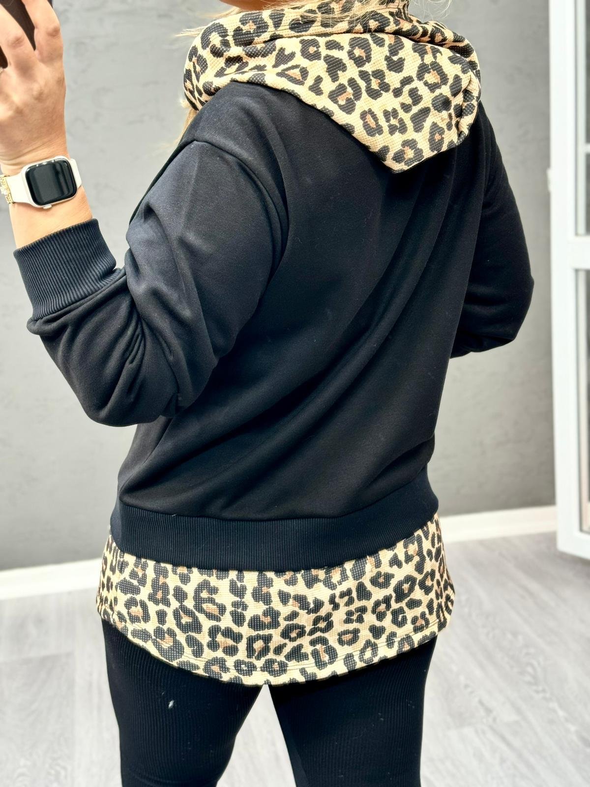 ETEK UCU LEOPAR KAPİŞONLU SWEAT