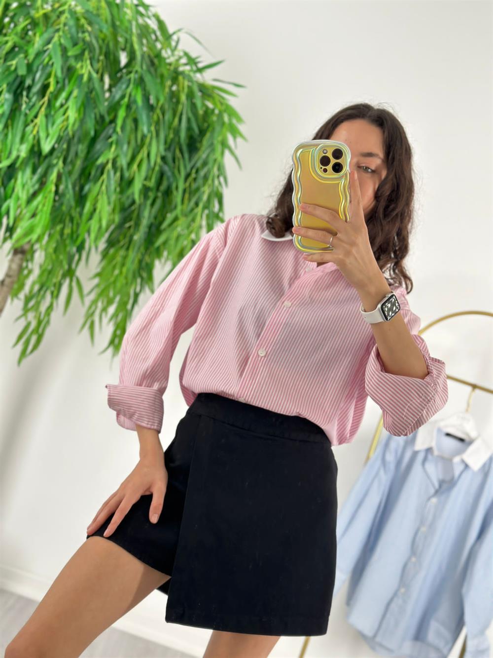 PEMBE ÇİZGİLİ GÖMLEK