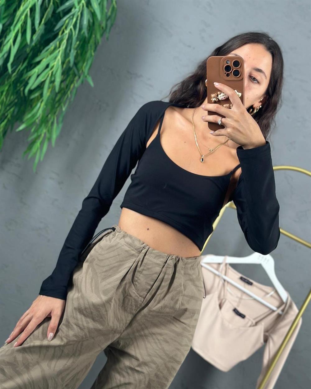 SİYAH İKİLİ CROP TAKIM