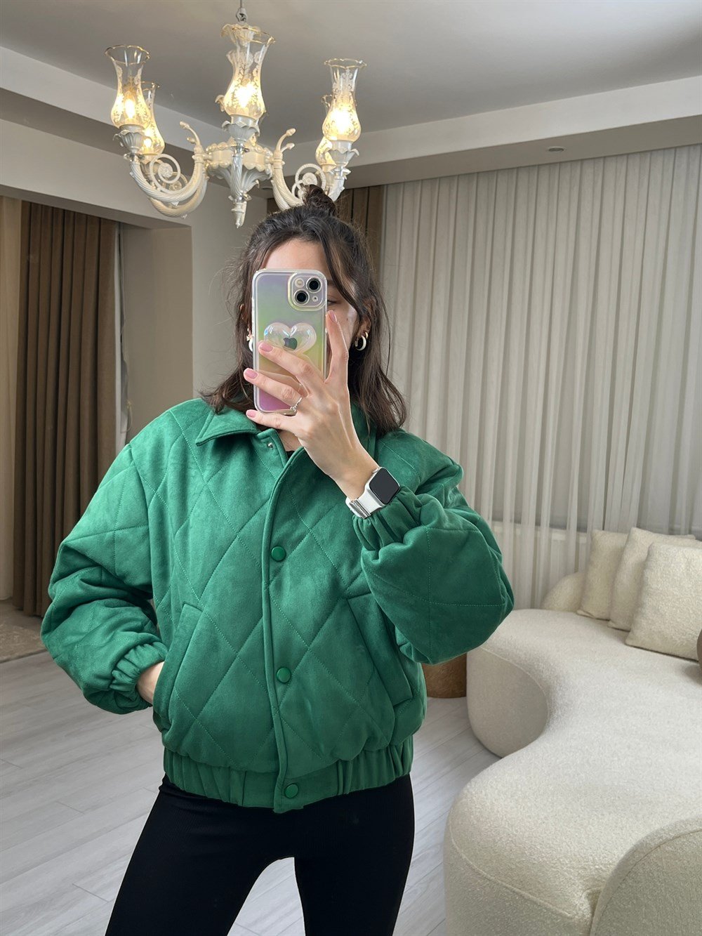 YEŞİL BOMBER CEKET 