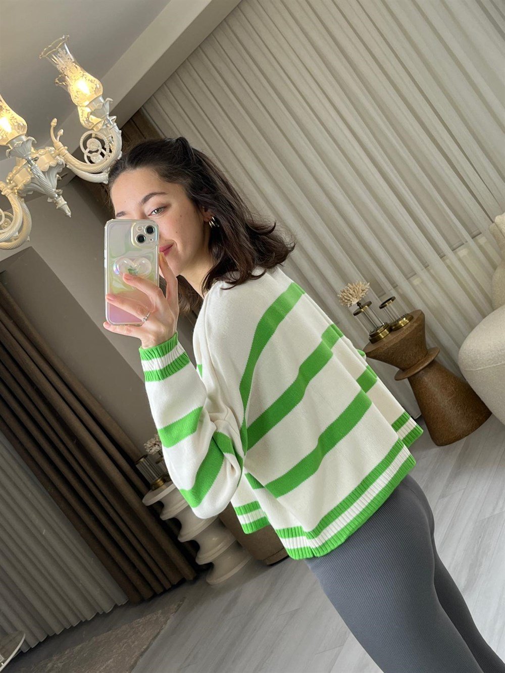 YEŞİL ÇİZGİLİ KAZAK