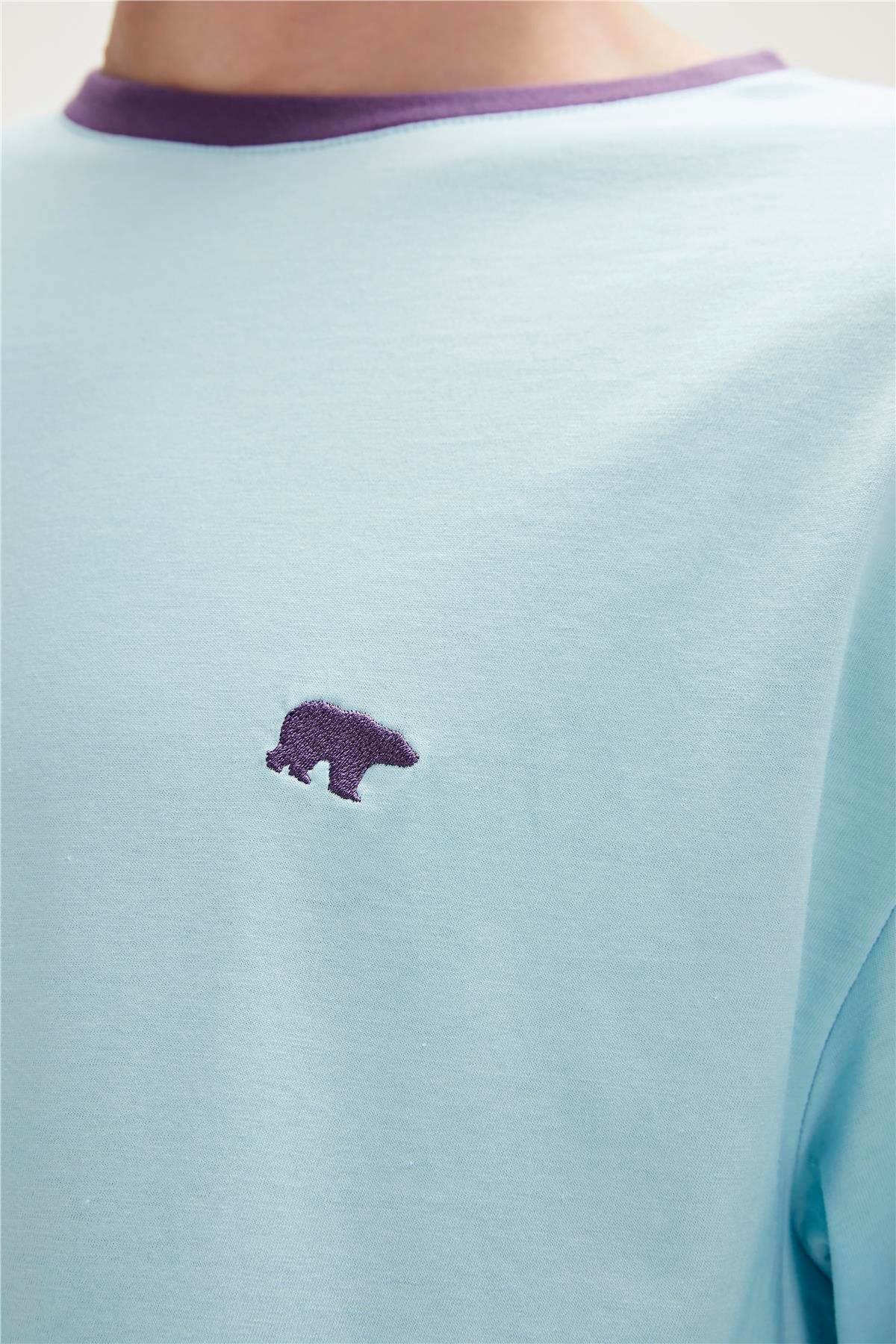 Adios T-Shirt Gök Mavi Basic Erkek Tişört 