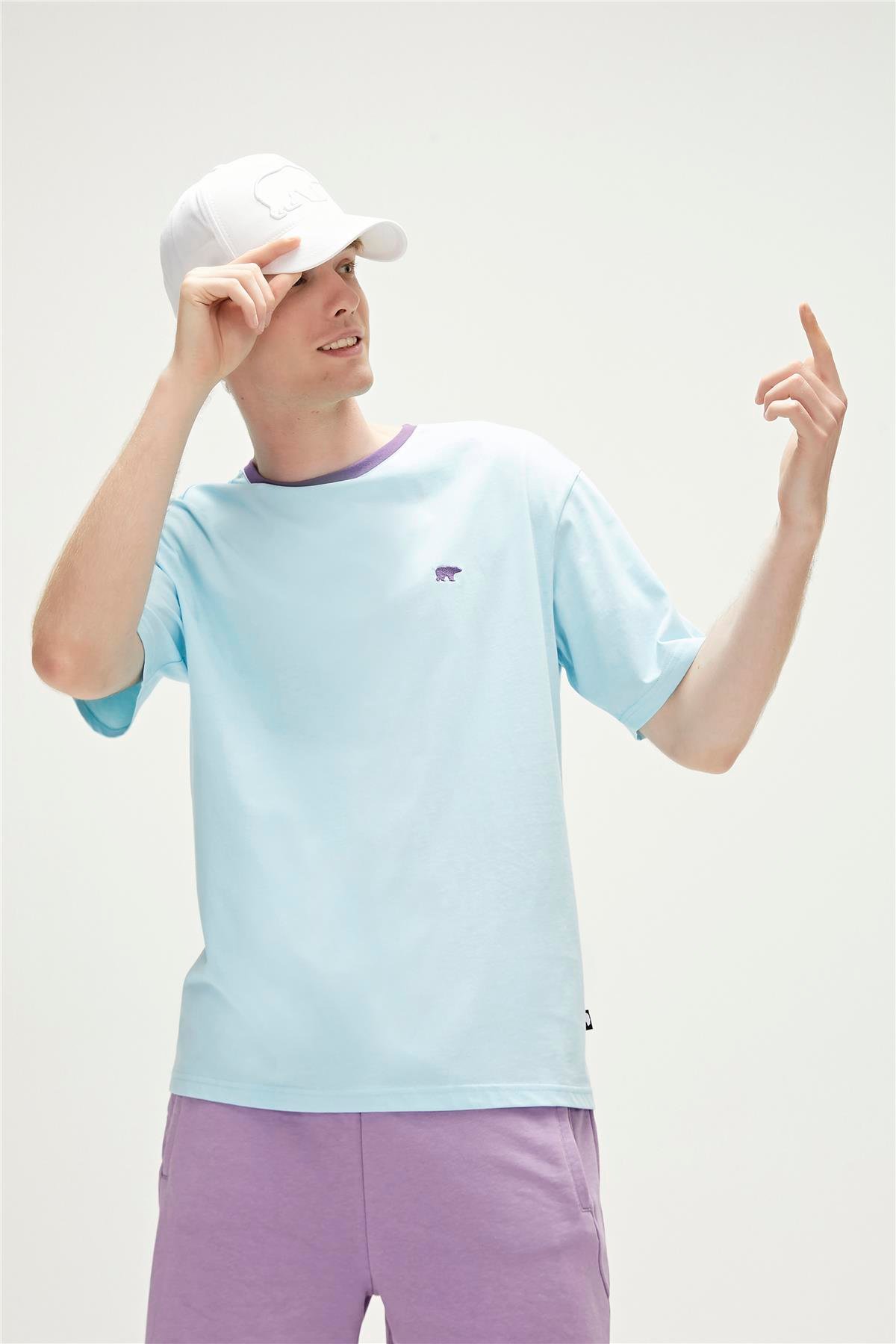 Adios T-Shirt Gök Mavi Basic Erkek Tişört 