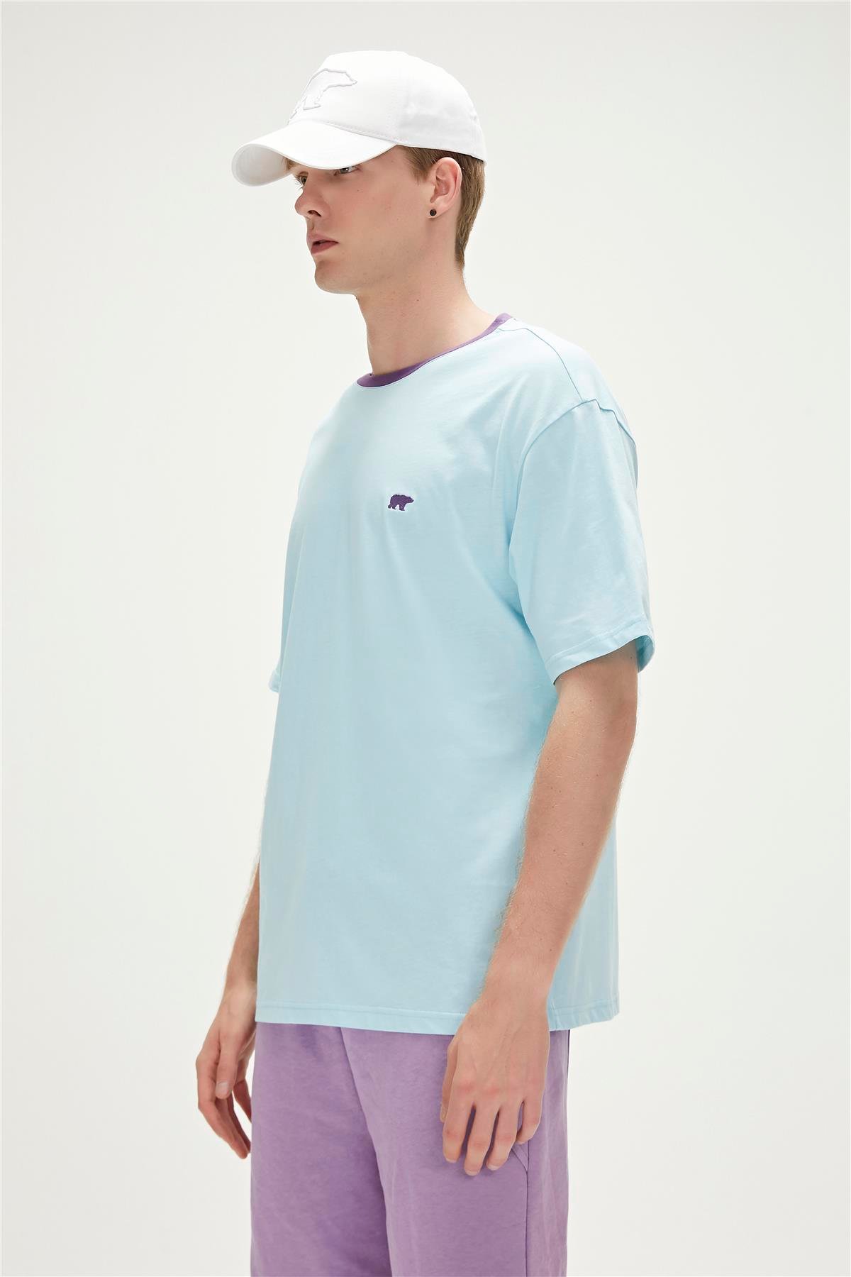 Adios T-Shirt Gök Mavi Basic Erkek Tişört 
