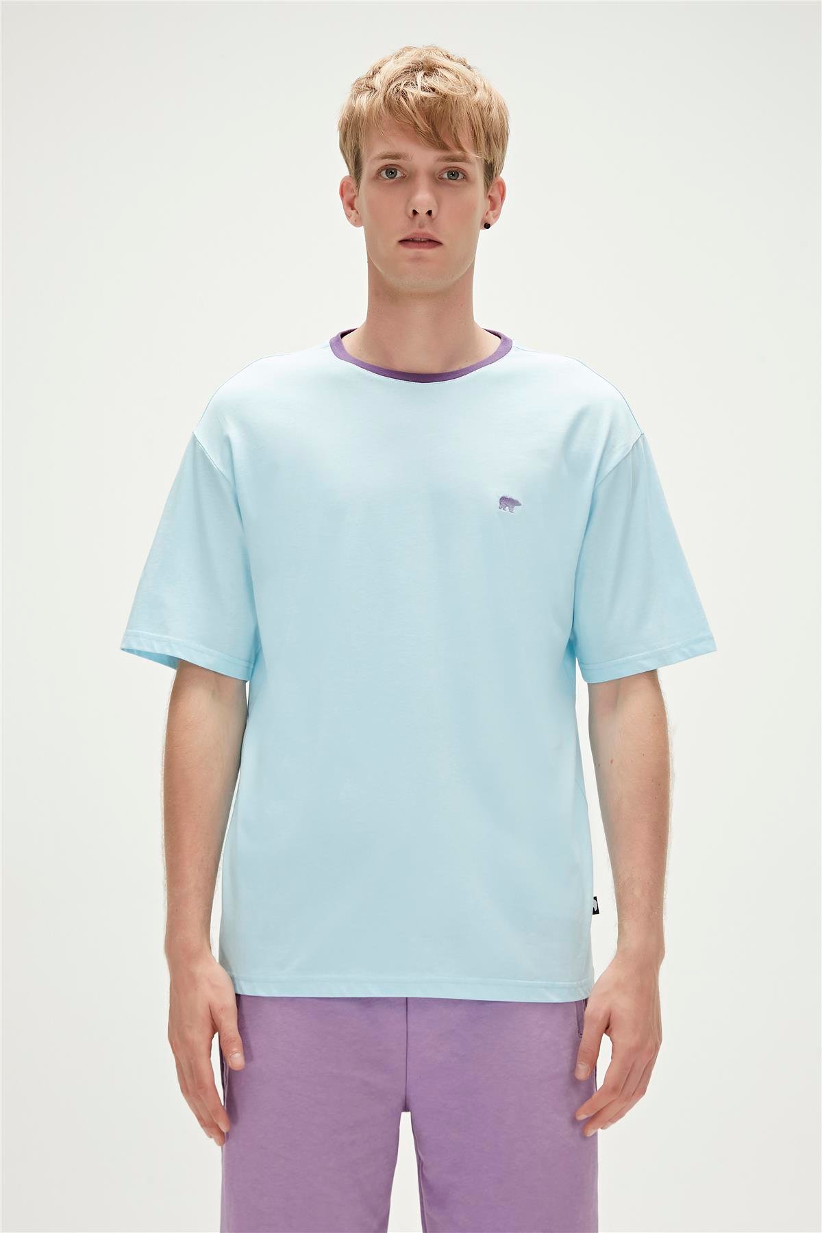 Adios T-Shirt Gök Mavi Basic Erkek Tişört 