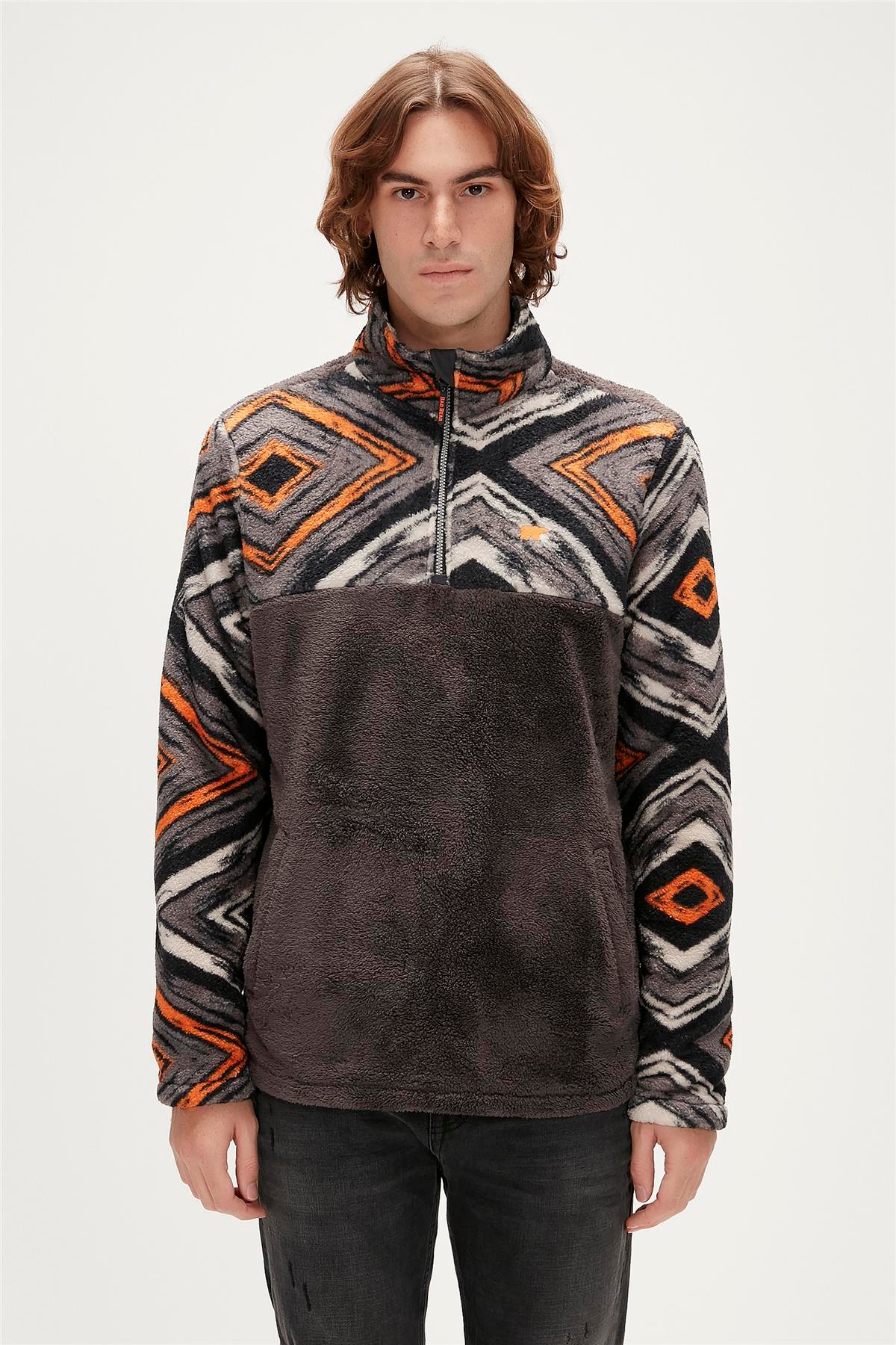 AFRO HALF ZIP PLUSH ANTRASİT